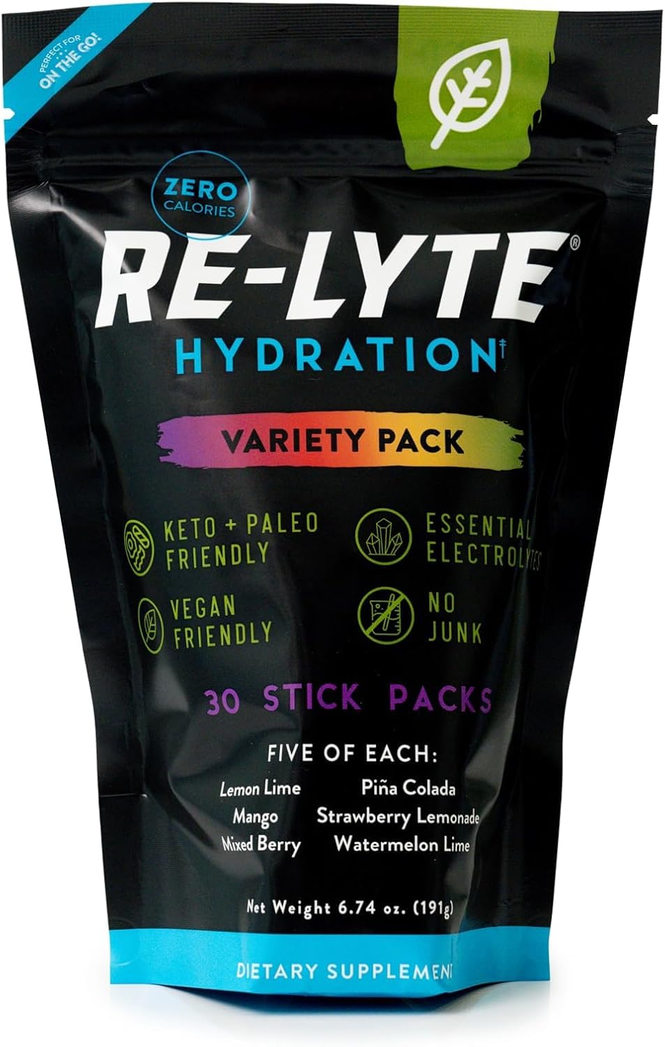 REDMOND Re-Lyte Hydration Electrolyte Powder Mix, Variety Pack, 30 Stick Packs - Image 2
