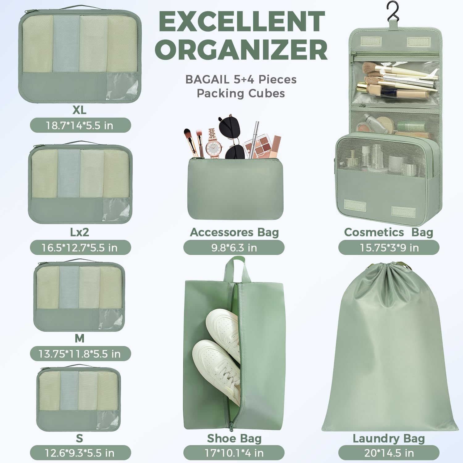 BAGAIL 9 Set Packing Cubes Luggage Packing Organizers for Travel Accessories - Image 5