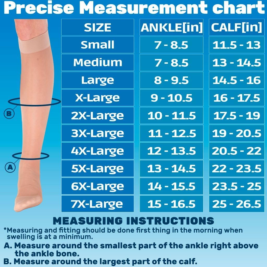 ABSOLUTE SUPPORT - Compression Socks for Women Circulation 20-30mmHg - Womens Sheer Compression Stockings for Swelling, Lymphedema, DVT, Post Surgery Recovery - Beige, Large - A205BE3 - Image 4