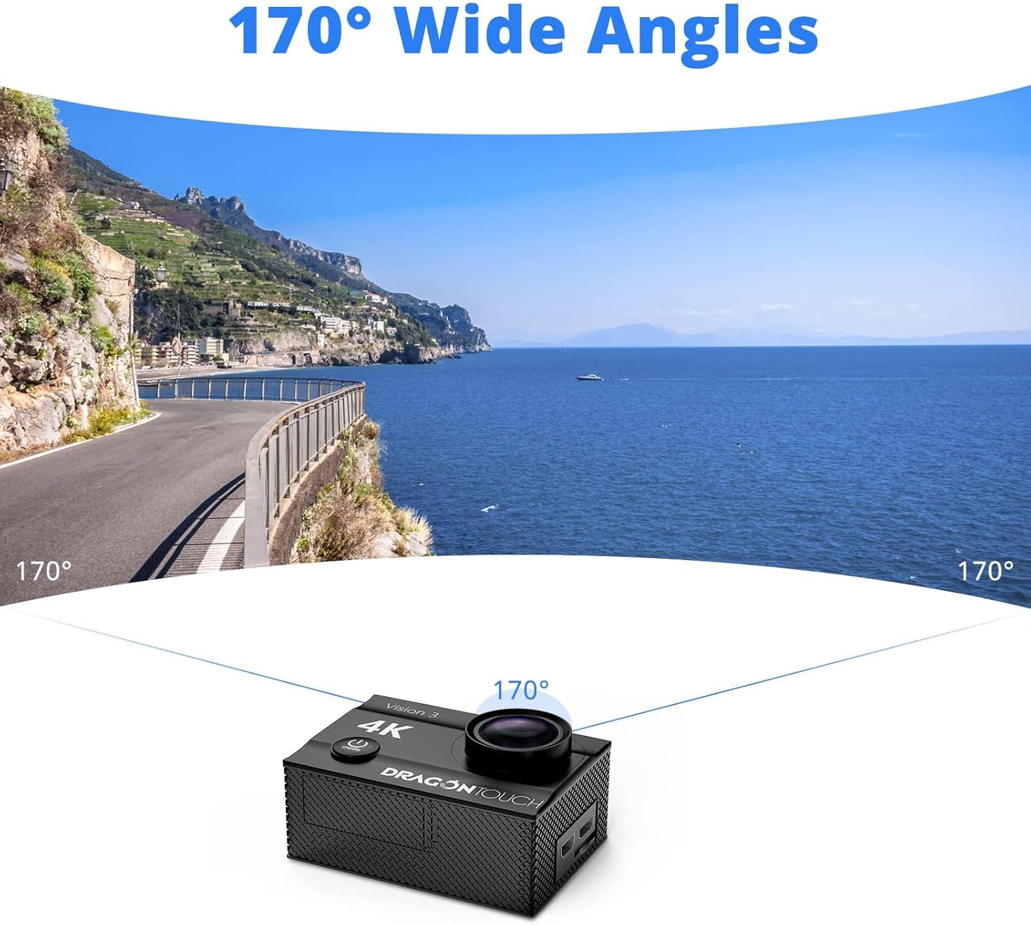 Dragon Touch Action Camera Vision 3 4K 20MP Underwater Waterproof Camera with Remote 170° Wide Angle WiFi Sports Cam with Mounting Accessories Kit - Image 8