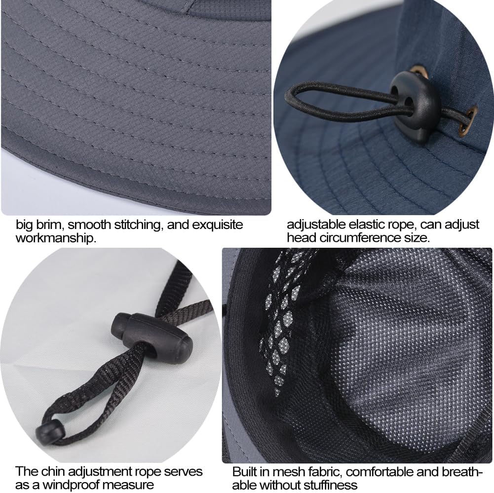 Fishing Hat, UPF50+ Wide Brim Sun Hat for Men Women, UV Protection Hiking Beach Bucket Hats Summer Safari Hat - Image 6