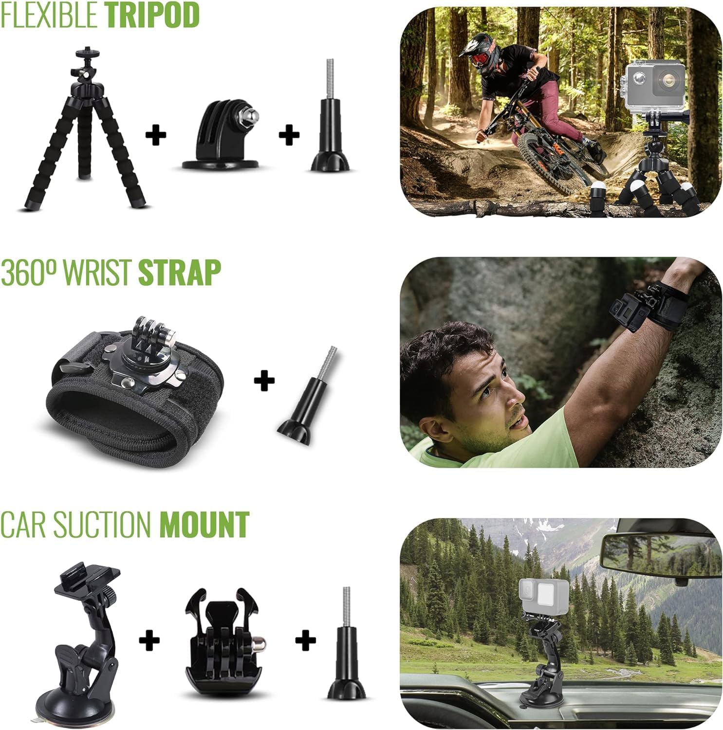 GoPro Hero (Go Pro Hero) Black Compact - Waterproof Action Camera with 4K Ultra HD Video, 12MP Photos, Stabilization + 50-in-1 Accessory Kit + 64GB Card + More - Image 3