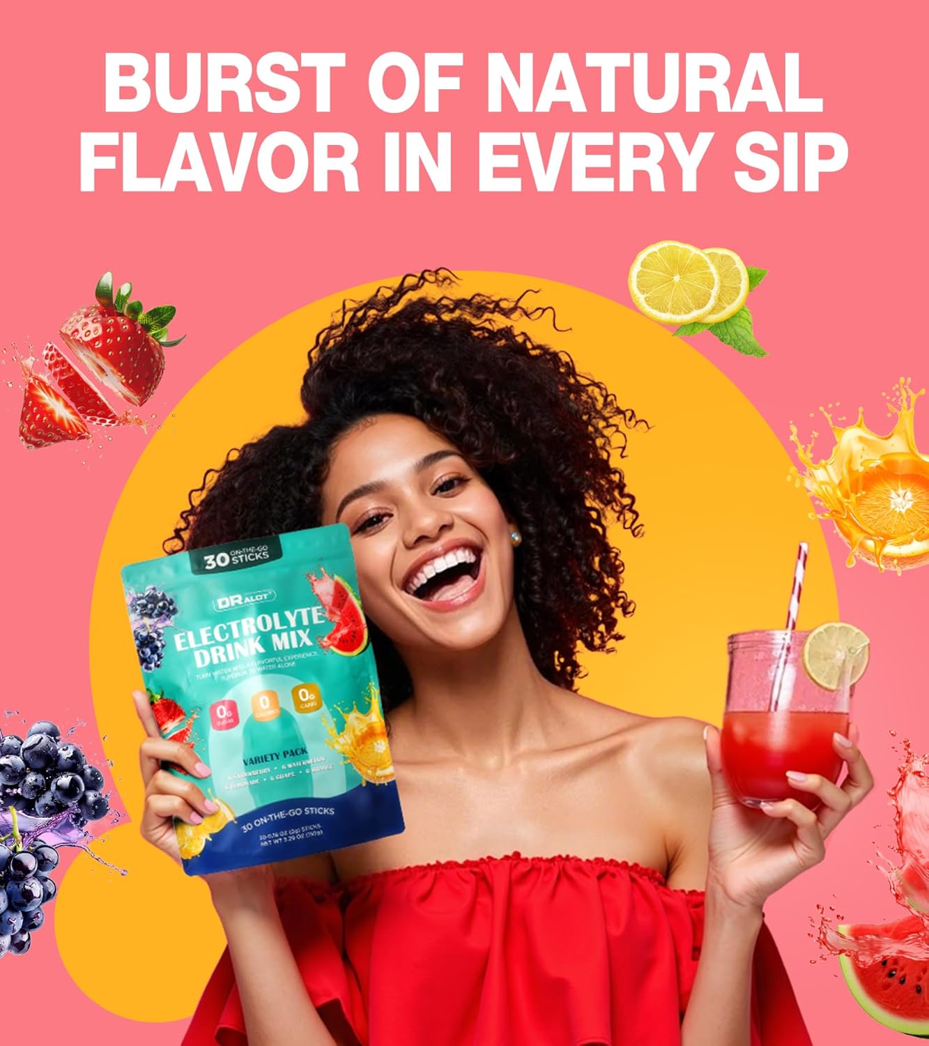 Juicy Splash 30 Packs Sugar Free Electrolytes Powder w/Natural Flavor, Liquid Daily IV Recharge+Tech. Mix 5 Electrolyte for Balance, Raw Seasalt Hydration Packets for GF, Vegan, Non-GMO, Keto - Image 5