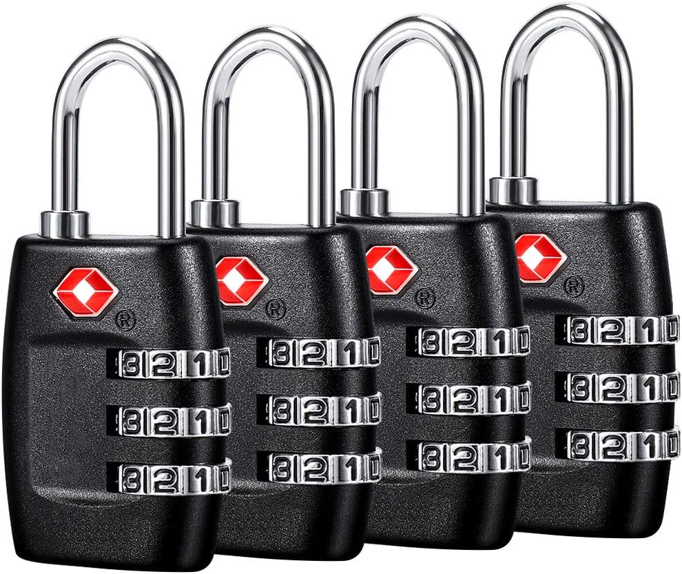 TSA Luggage Locks (4Pack) - 3 Digit Combination Padlocks - Approved Travel Lock for Suitcases & Baggage (Black) - Image 2