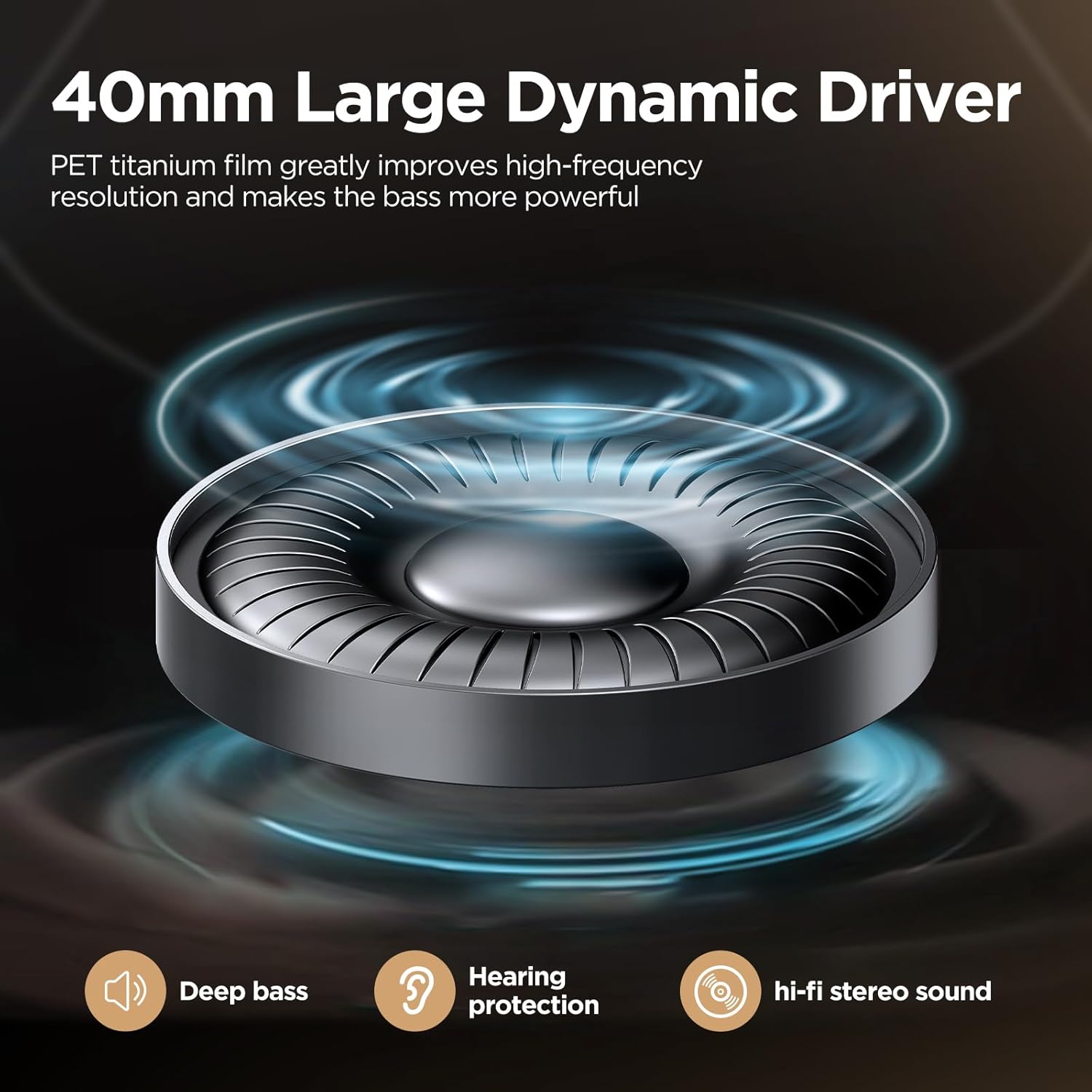 Noise Cancelling Headphones: Wireless Over Ear Bluetooth Headphones with 130H Playtime - Hi-Res Sound Custom EQ via App Deep Bass Comfort Fit Ear Cups for Travel Home Office - Image 7