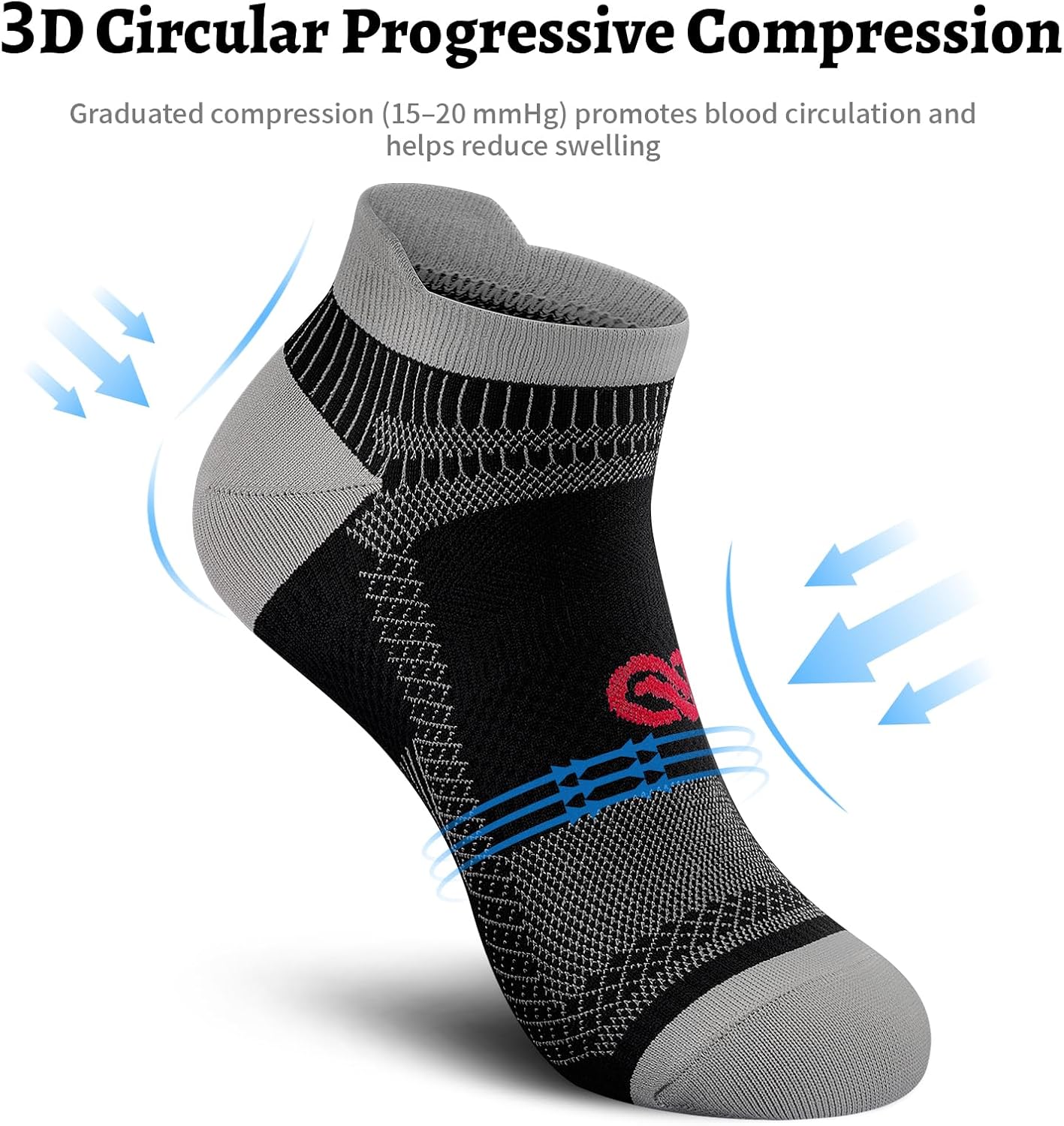 PAPLUS Ankle Compression Sock for Men and Women 2/4/6 Pairs, Low Cut Compression Running Sock with Ankle Support - Image 4