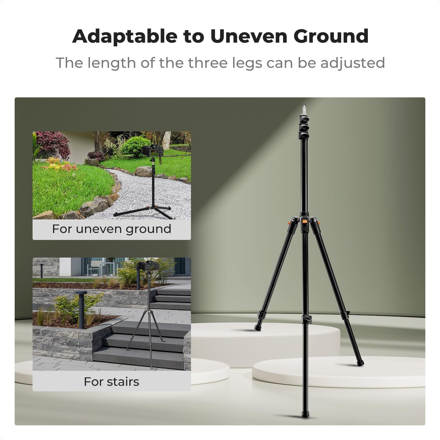 K&F CONCEPT Light Stand, 2.6m/8.5FT Aluminum Light Stand Tripod with Ball Head & Phone Tablet Holder, Portable Photography Stand for Studio Video, Ring Light, Softbox, Camera - Image 3