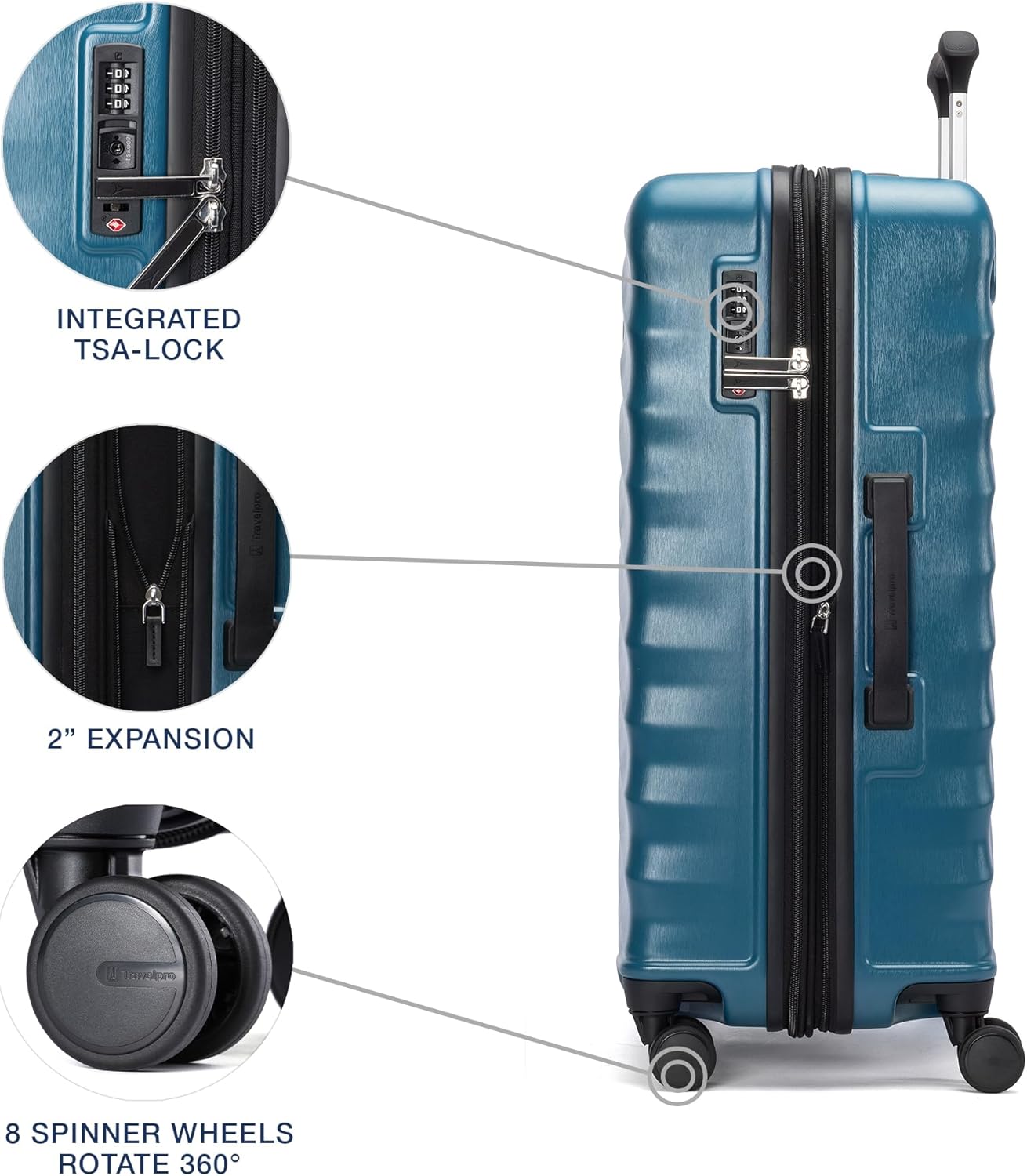 Travelpro Maxlite Air V2 Hardside Expandable Checked Luggage, 8 Spinner Wheels, Lightweight Hard Shell Suitcase, TSA lock, Teal, Checked Medium 25-Inch - Image 5