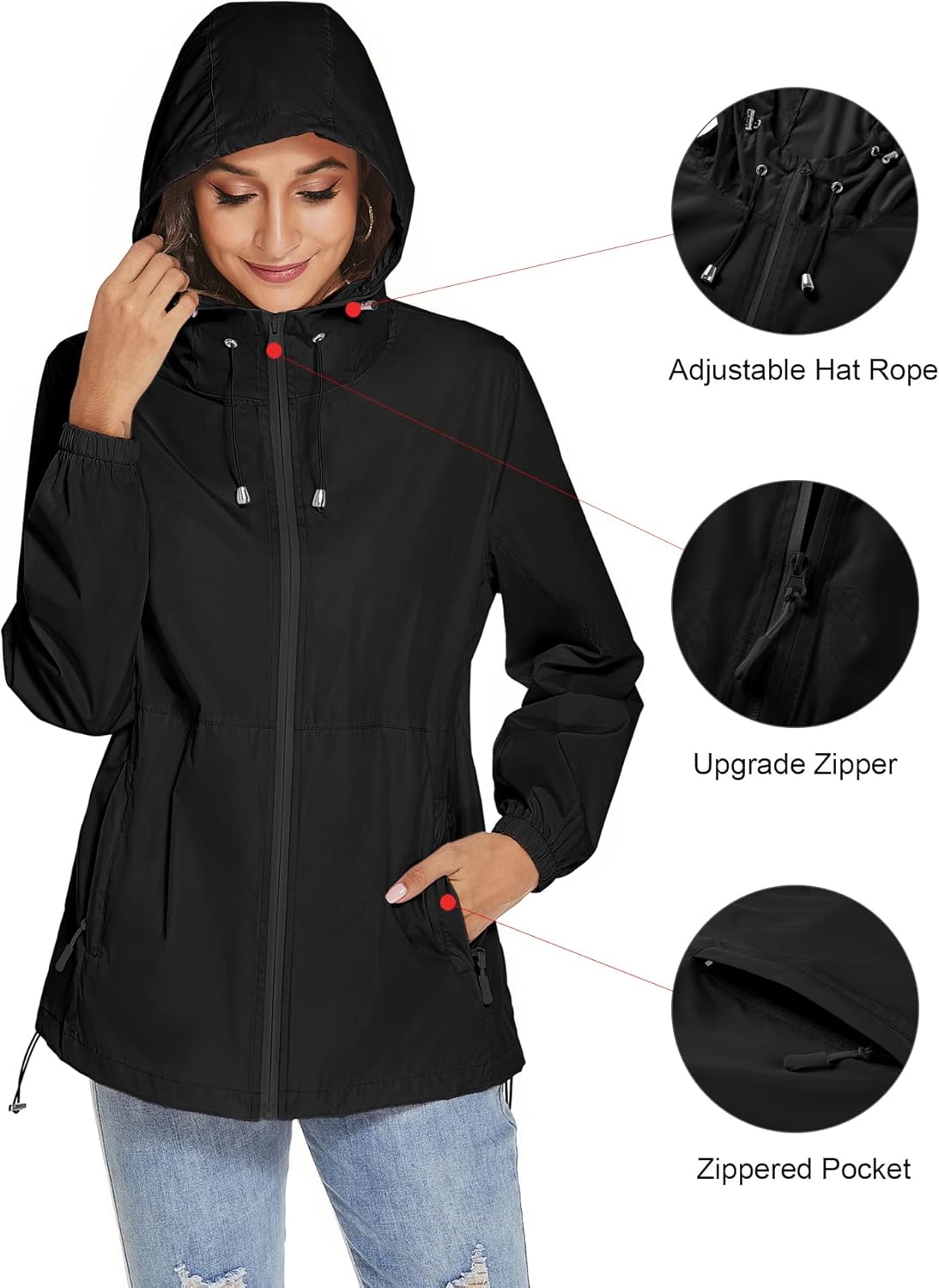 TCOT Womens Rain Jackets Waterproof Windbreaker Jackets lightweight Portable Rain Coat - Image 5