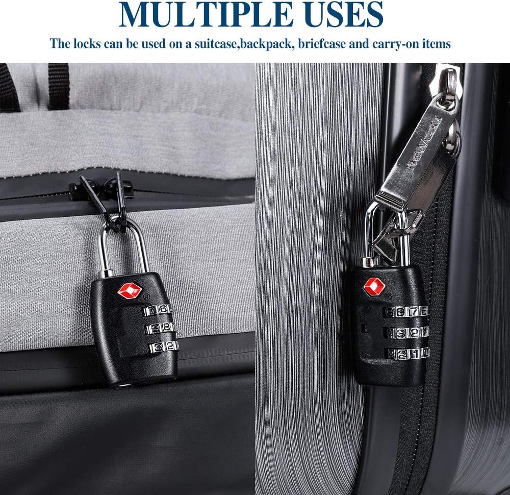 TSA Luggage Locks (4Pack) - 3 Digit Combination Padlocks - Approved Travel Lock for Suitcases & Baggage (Black) - Image 5