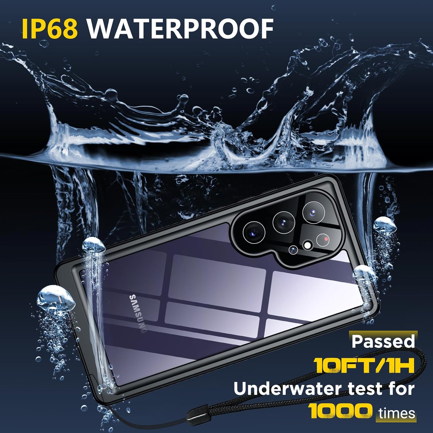 Designed for Samsung Galaxy S24 Ultra Case Waterproof, Built-in Screen Protector Full Protection Heavy Duty Shockproof Anti-Scratched Rugged Case for Galaxy S24 Ultra 6.8'' (Black/Clear) - Image 4