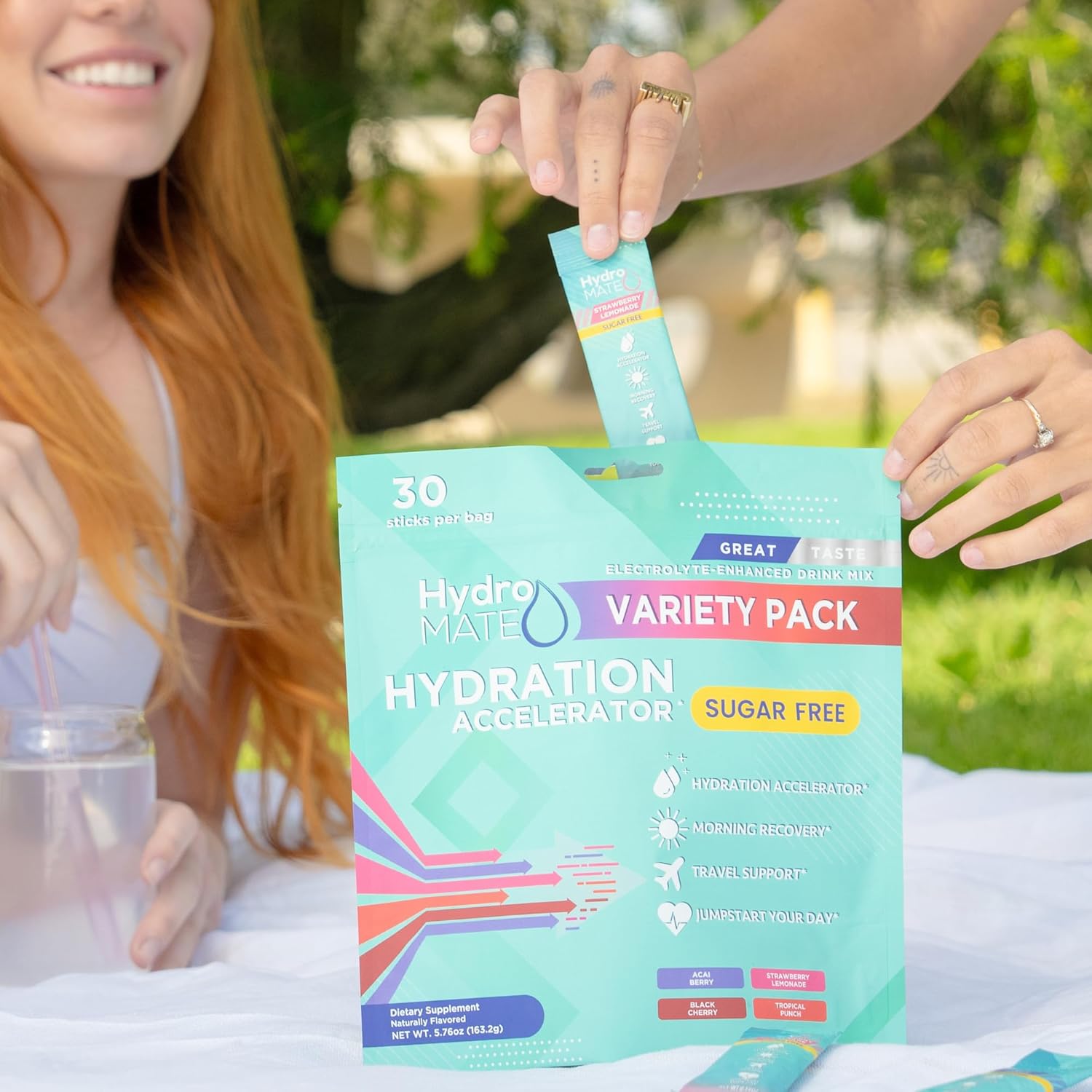Electrolyte Powder Sugar-Free Hydration Packets Variety Pack HydroMATE 30 Sticks - Image 6
