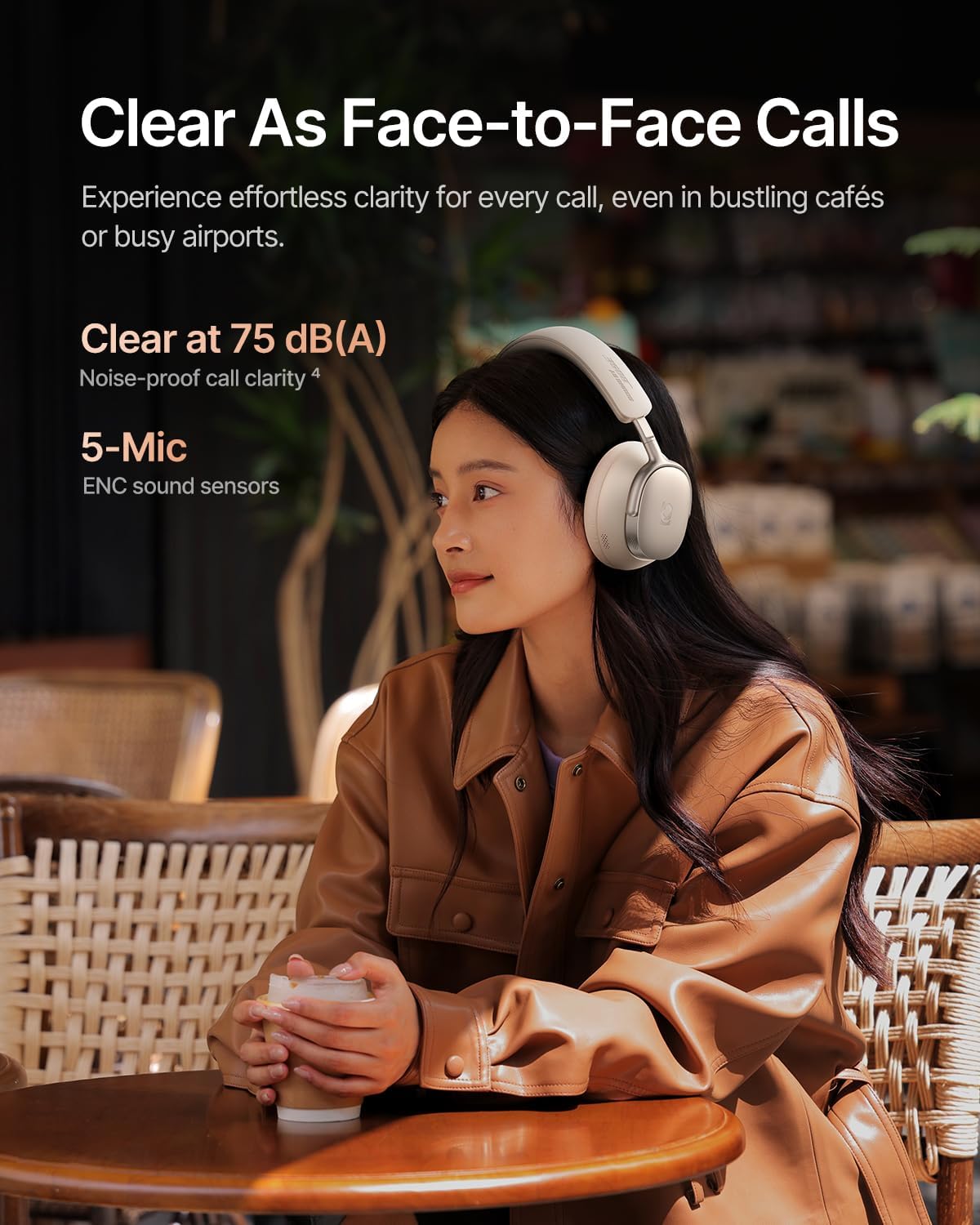 Baseus Inspire XH1 Adaptive Active Noise Cancelling Headphones, Sound by Bose, Dolby Audio, Premium Real-Time Adaptive ANC, Adaptive Rich Sound, Hi-Res Audio, 100H Playtime - Starlight Off-White - Image 7