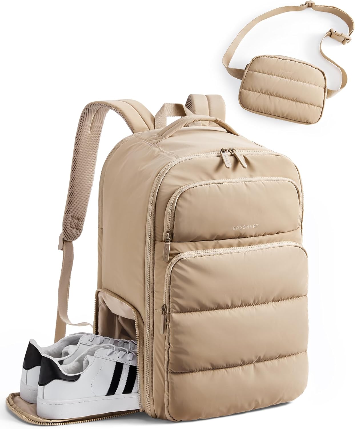 BAGSMART 35L Travel Backpack Women, 17.3 Inch Carry On Backpack Flight Approved, Personal Item Backpack Travel Bag, Water Resistant Casual Daypack, Desert - Image 2