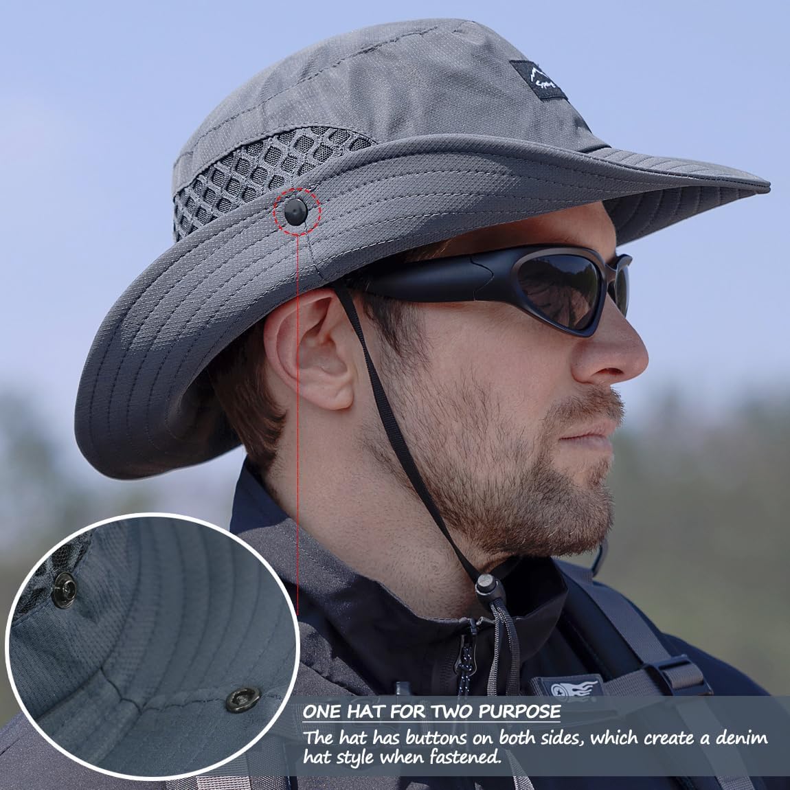 Fishing Hat, UPF50+ Wide Brim Sun Hat for Men Women, UV Protection Hiking Beach Bucket Hats Summer Safari Hat - Image 5