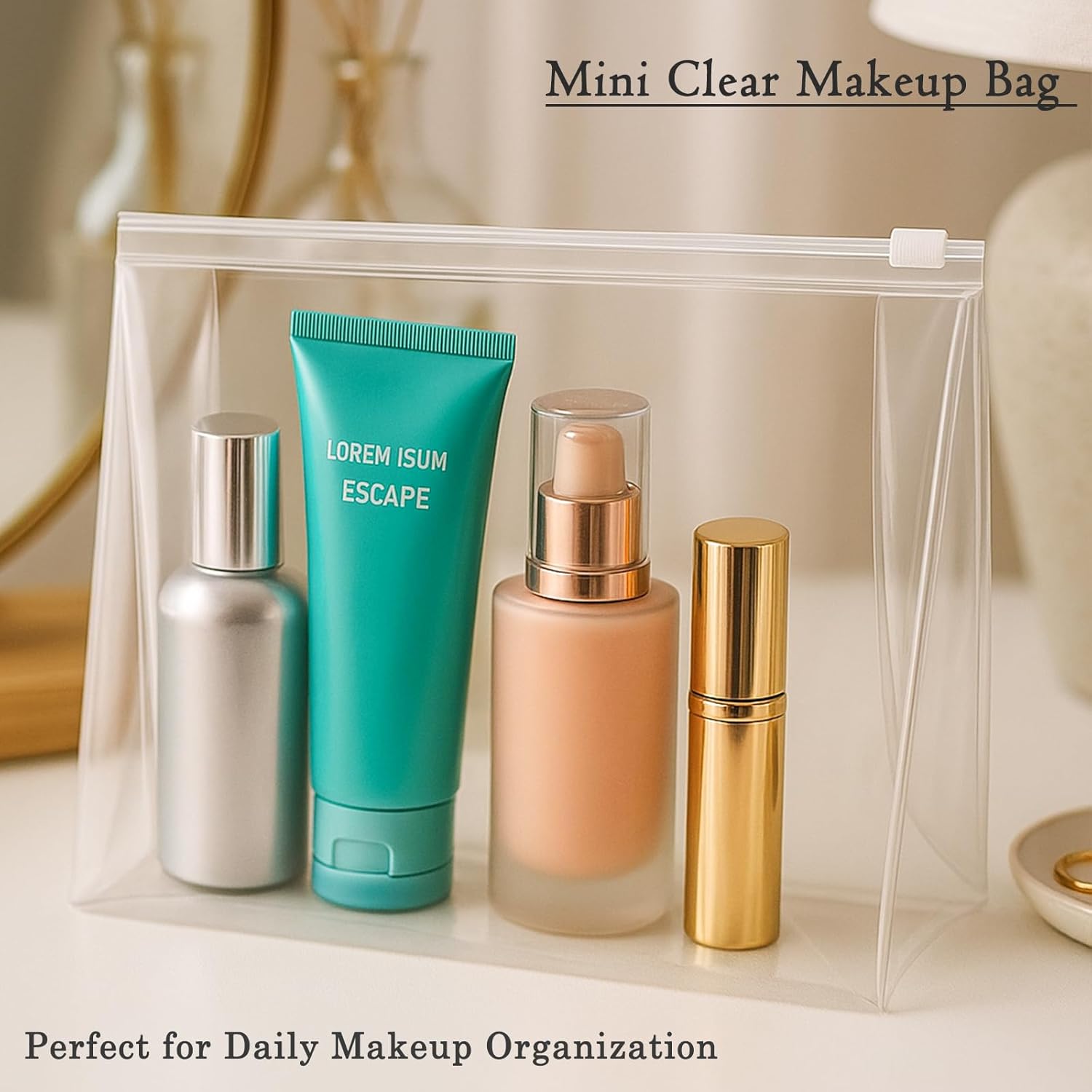 Circloophs Mini Clear Makeup Bag, 80 Pack Small Cosmetic Bags with Zipper TSA Approved Travel Bags Bulk for Toiletries Plastic EVA Water-resistant Reusable Pouches for Bathing Suit Bikini, 5.9” - Image 3