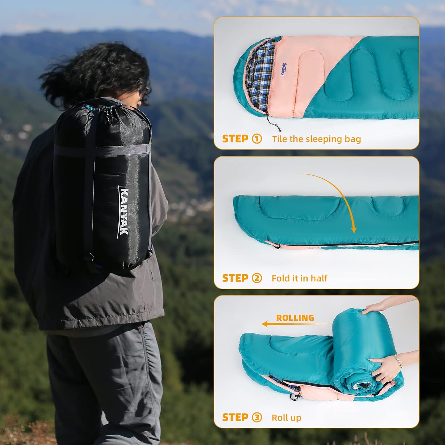 Camping Sleeping Bag, 32℉ Sleeping Bags for Adults Kids Teens Cold Weather Warm Sleeping Bag Winter for 3-4 Season Camping, Camping Gear Equipment, Traveling, and Outdoors - Image 6