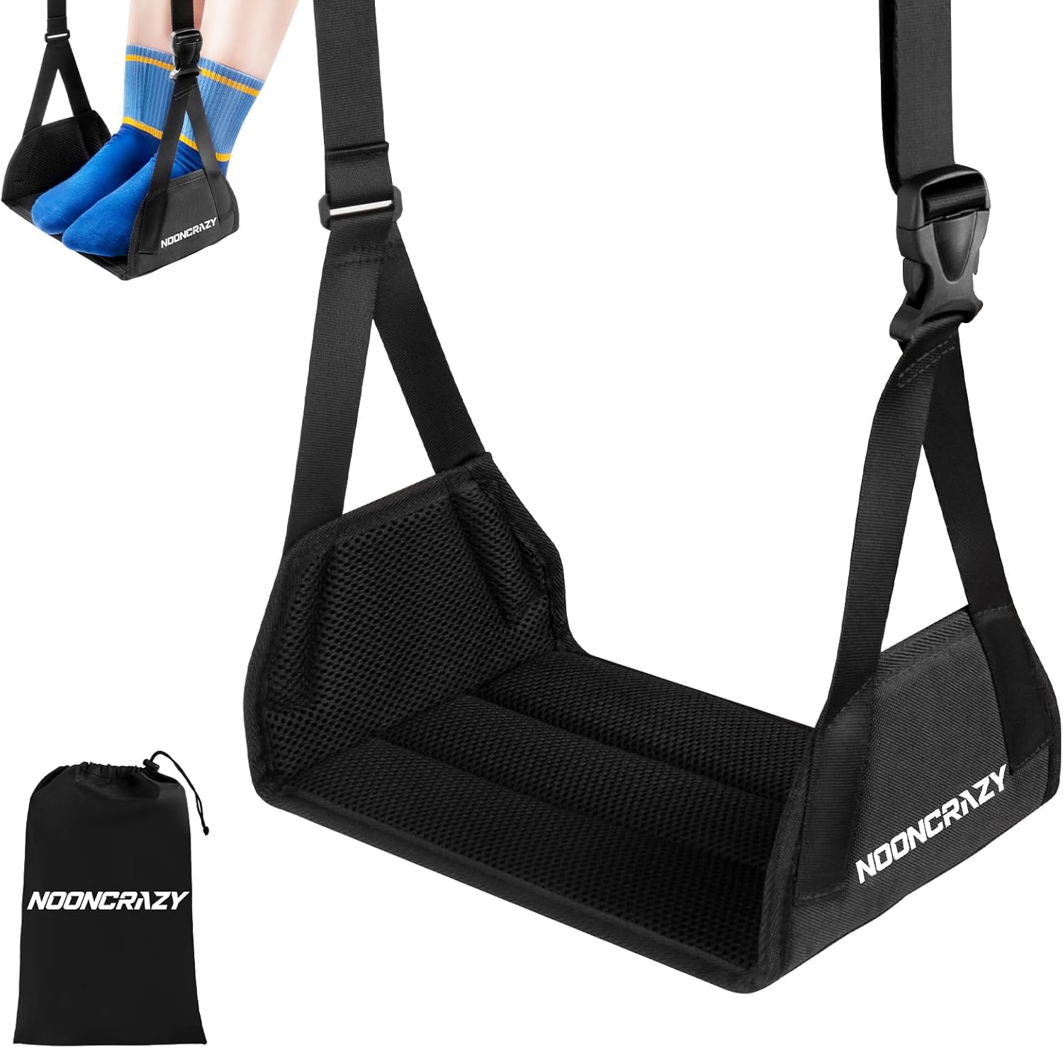 Airplane Foot Hammock, No Collapse Foot Rest for Plane Travel with Extended Adjustment Strap, Portable Desk Foot Hammock with Thickened Foam, Foot Sling Travel Essentials to Relax Your Feet - Image 2
