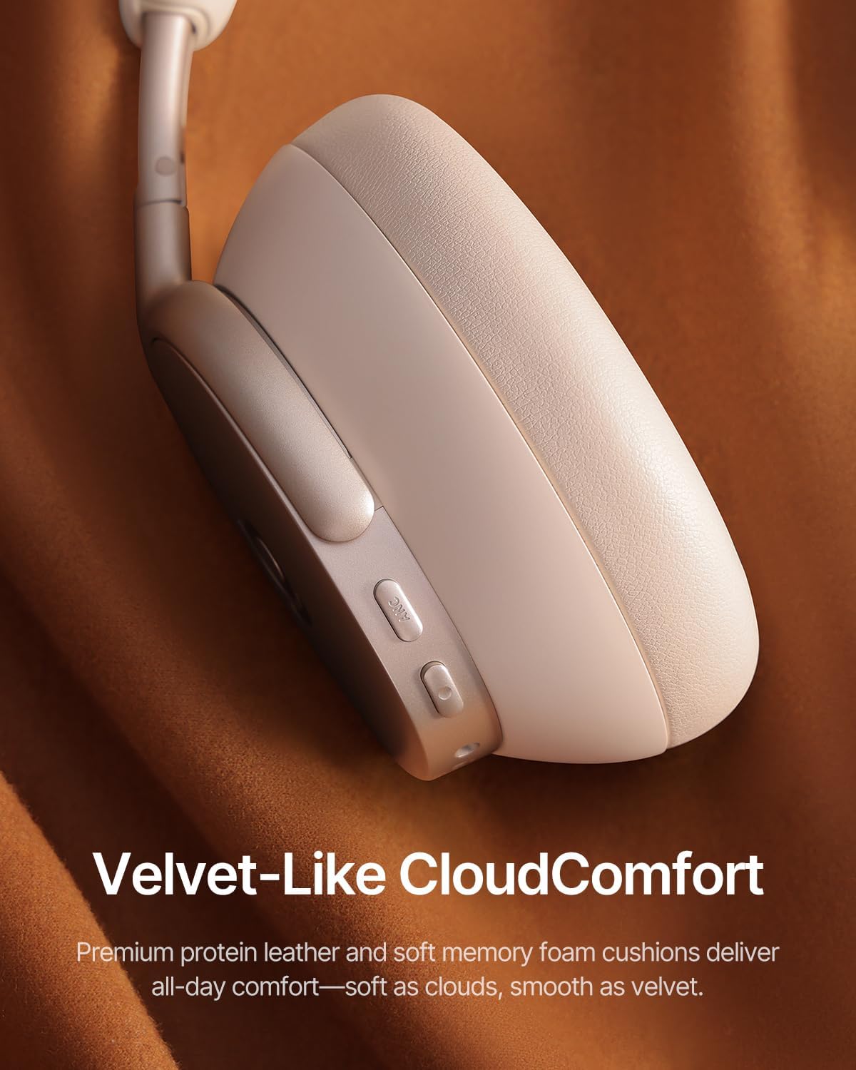 Baseus Inspire XH1 Adaptive Active Noise Cancelling Headphones, Sound by Bose, Dolby Audio, Premium Real-Time Adaptive ANC, Adaptive Rich Sound, Hi-Res Audio, 100H Playtime - Starlight Off-White - Image 8