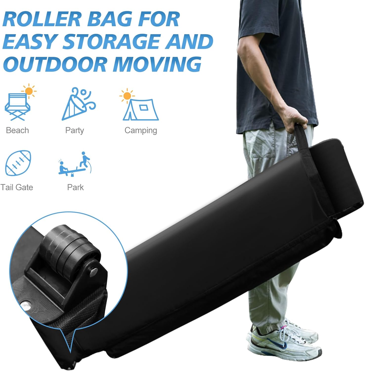 WEIZE Pop up Canopy Tent 10x10ft, 1-Button Push Setup, Instant Portable Shelter, Adjustable Height, Portable Roller Bag, 4 Weight Bags, Guy Ropes & Stakes Included, White - Image 5