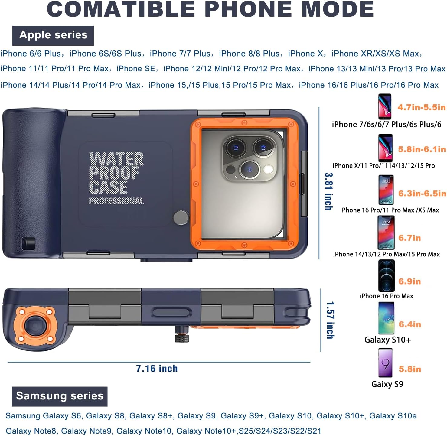 Underwater Snorkeling Diving Phone Case for Phone 16/15/14/13/ Pro Max/XR/XS/X Galaxy S25/S24/S23.(50ft/15m) Professional Scuba Dive Waterproof Case Underwater Photo Video - Image 5