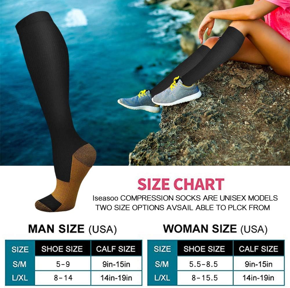 Copper Compression Socks 15-20 mmHg for Men & Women 8 Pairs – Circulation Support for Nurses, Travel, Running, Hiking, Soccer - Image 7