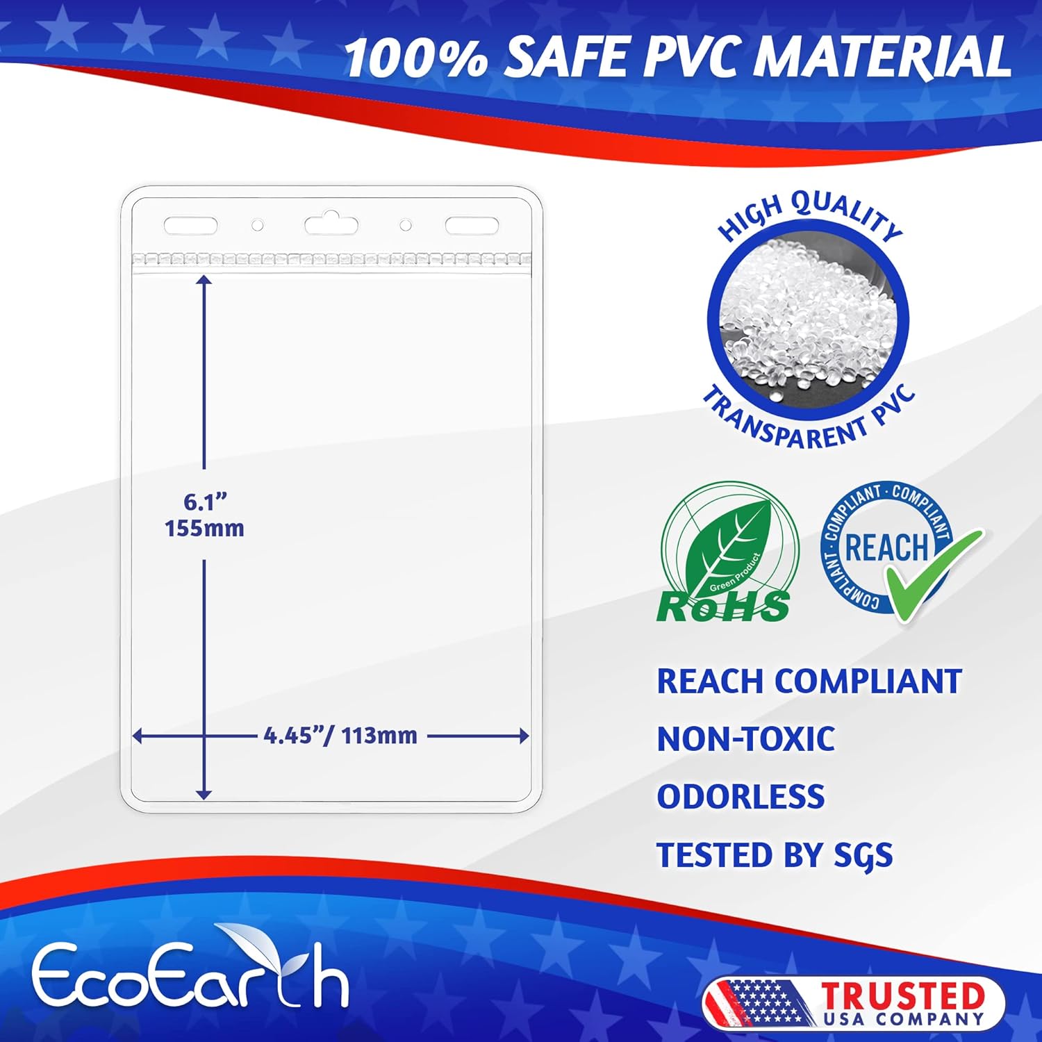 EcoEarth Passport & Identification Card Holders with Soft Edge (Clear, 4x6 Inch, 250 Pack), Extra Large Vertical ID Holder, Zipperless Plastic Name Badge Holders - Image 3