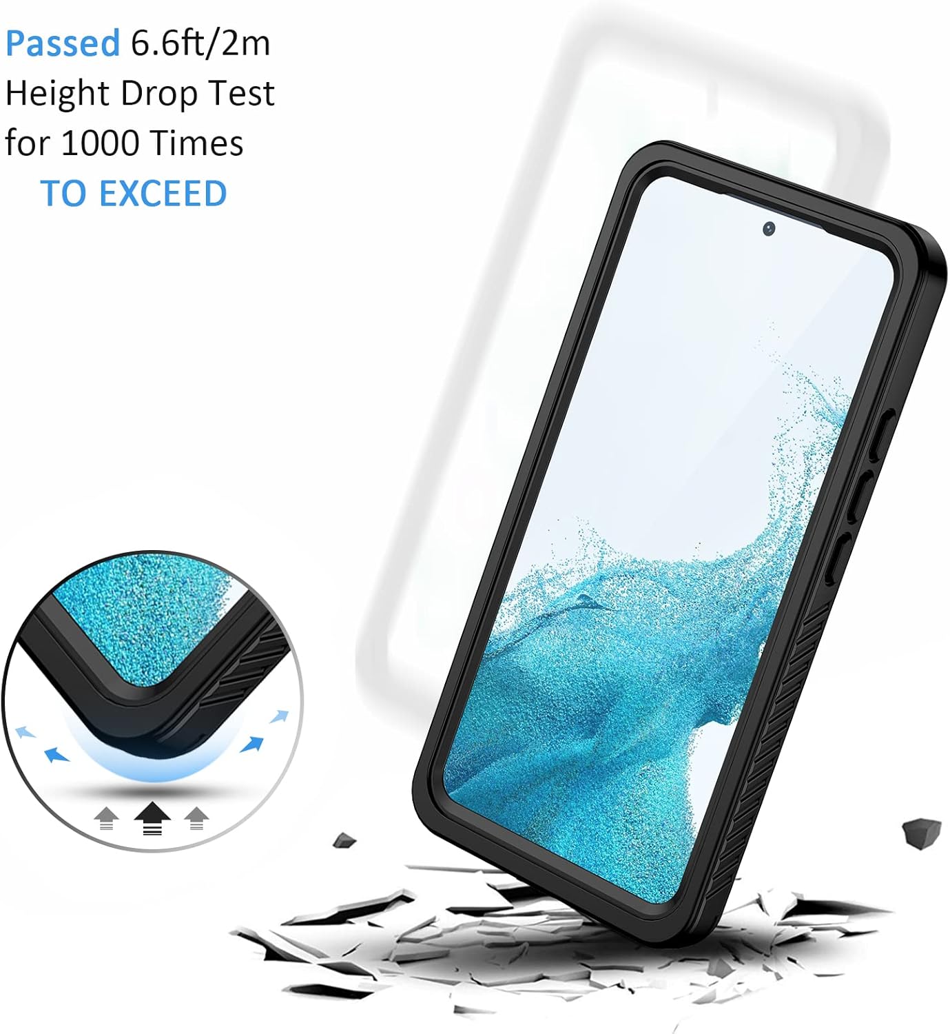 Lanhiem for Samsung Galaxy S22 Case, IP68 Waterproof Dustproof with Built-in Screen Protector, Heavy Duty Full Body Protective Phone Case for Samsung S22 5G, Black/Clear - Image 6