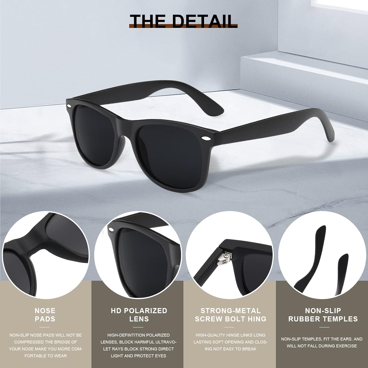 DEMIKOS Sunglasses Men Polarized Sunglasses for Mens Womens Retro Mirror Lens for Driving Fishing UV400 Protection - Image 4