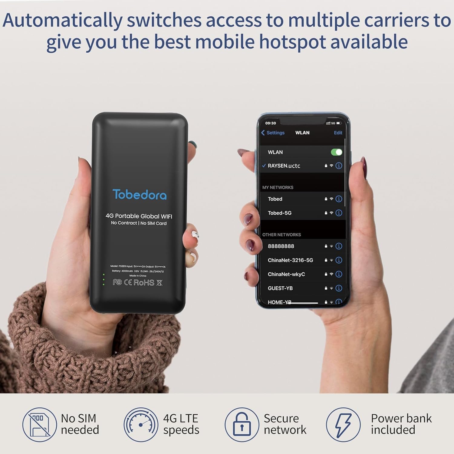 Portabal WiFi, Mobile Hotspot Device for Travel, Support 10 Devices Connection Travel Router, No SIM Card & Contracts Required, 4G LTE WiFi Hotspot in 1 (0519-01) - Image 7