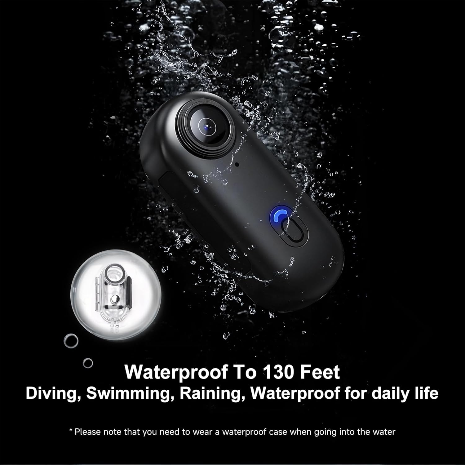 4K Thumb Action Camera | 128G Sports Camera for POV Photoshooting: Waterproof Sports Camera The Size of a Thumb Suitable for Running Cycling Swimming Hiking Adventure Etc (Black) - Image 5