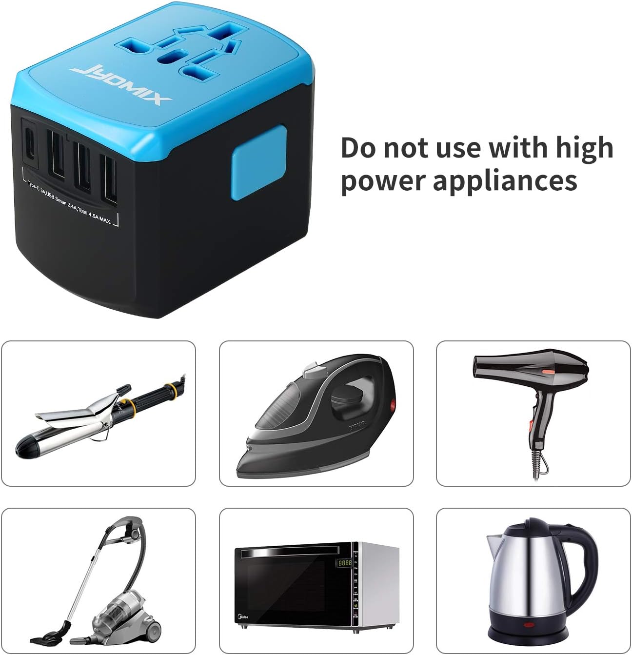 All in One Universal USB Travel Power Adapter with 3 USB Port and Type-C International Wall Charger Worldwide AC Power Plug 8 Pin AC Socket for Multi-Nation Travel UK, EU, AU, Asia - Image 8