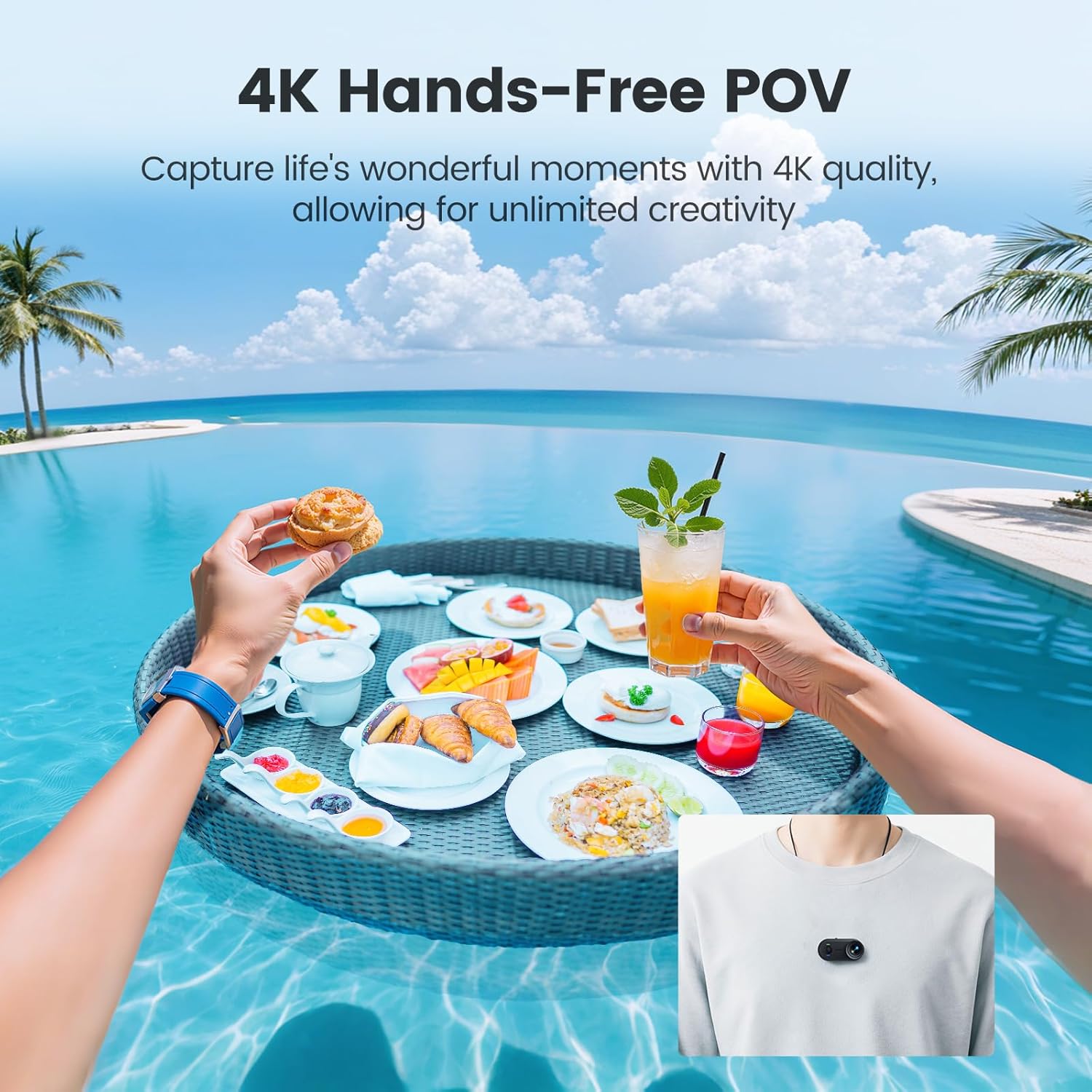4K 30FPS POV Camera, Portable Vlogging Camera with 33FT Waterproof, 64GB Tiny Actioncamera EIS Stabilization, Hands-Free POV Body Cam, 150° Lightweight Thumb Bodycam 5 hr Battery Life, Mount Anywhere - Image 4