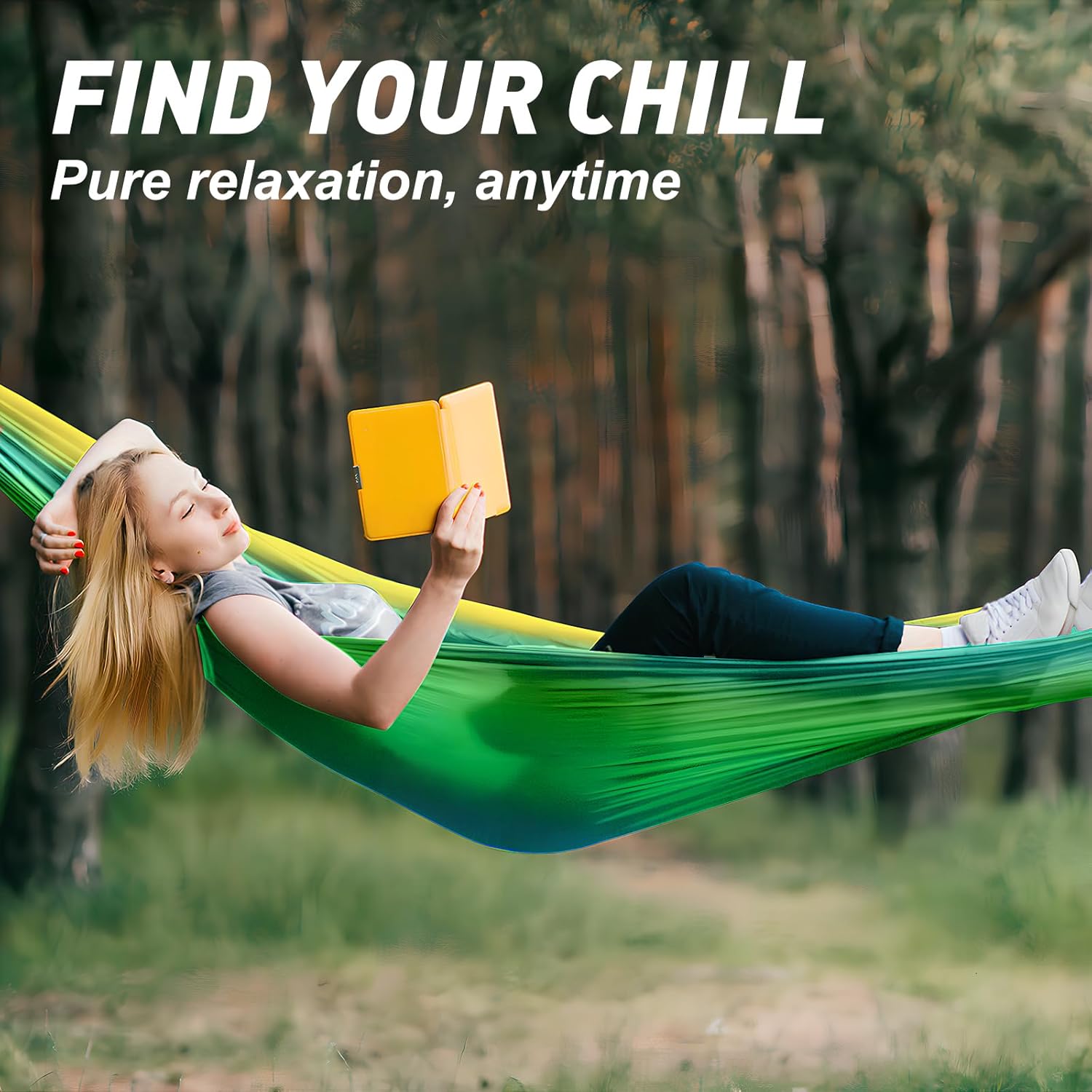 Camping Hammock,Lightweight Nylon Hammock,Portable Hammocks with Two Tree Ropes for Outdoor,Indoor,Travel,Hiking,Backyard,Camping - Image 7