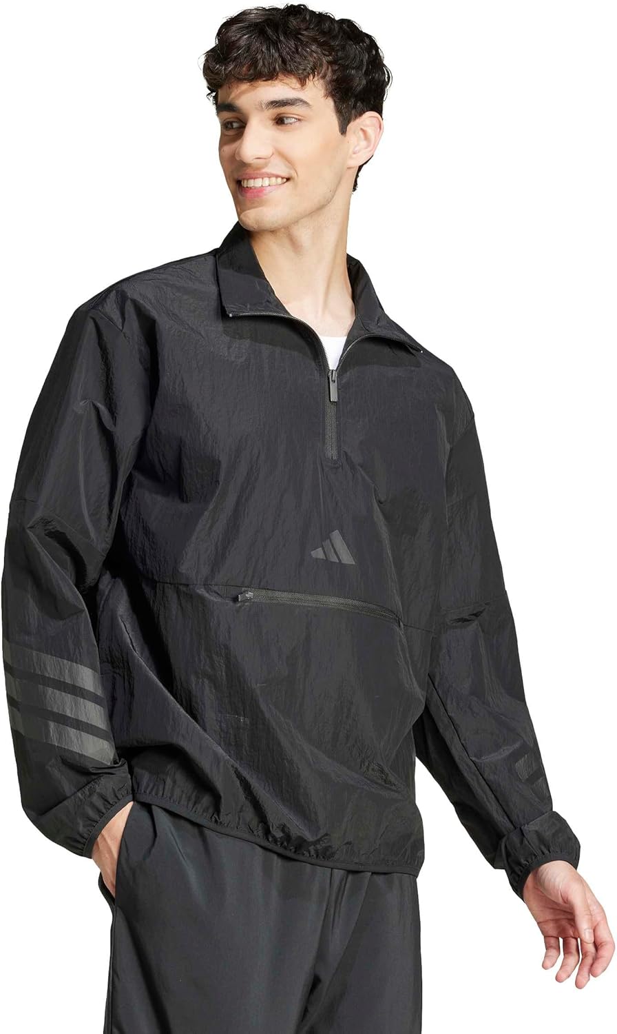 adidas Men's Size Future Icons 3-Stripes Woven Half-Zip Sweatshirt - Image 4