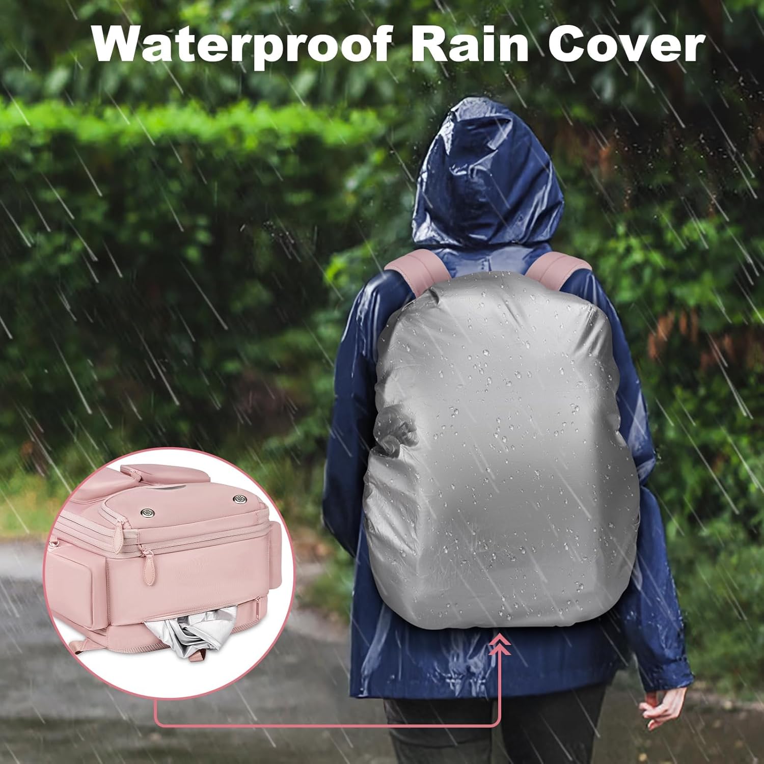 Taygeer Vacuum Backpack, Expandable Vacuum Seal Carry on Backpack with Rain Cover, 17'' laptop Compression Backpacks Travel with Shoe Compartment, TSA Approved Personal Item Compression Back Pack,Pink - Image 6