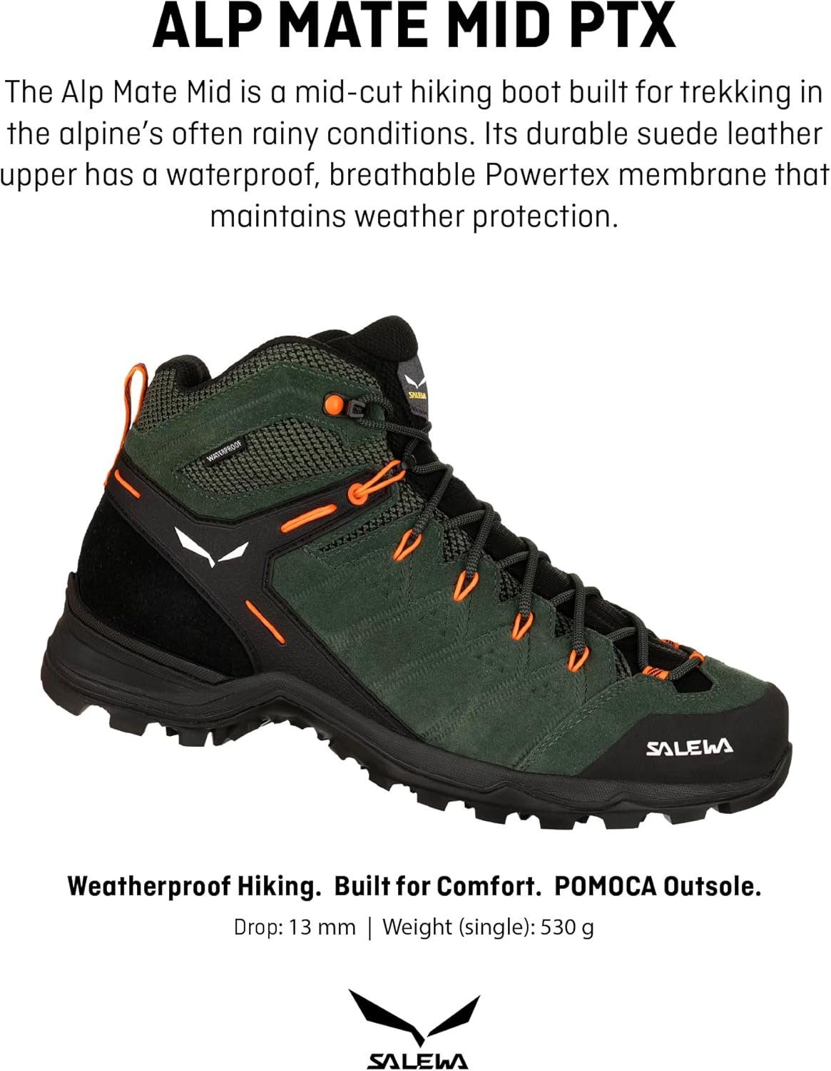 Salewa Men's Alp Mate Mid Waterproof Trekking & Hiking Boot - Image 3