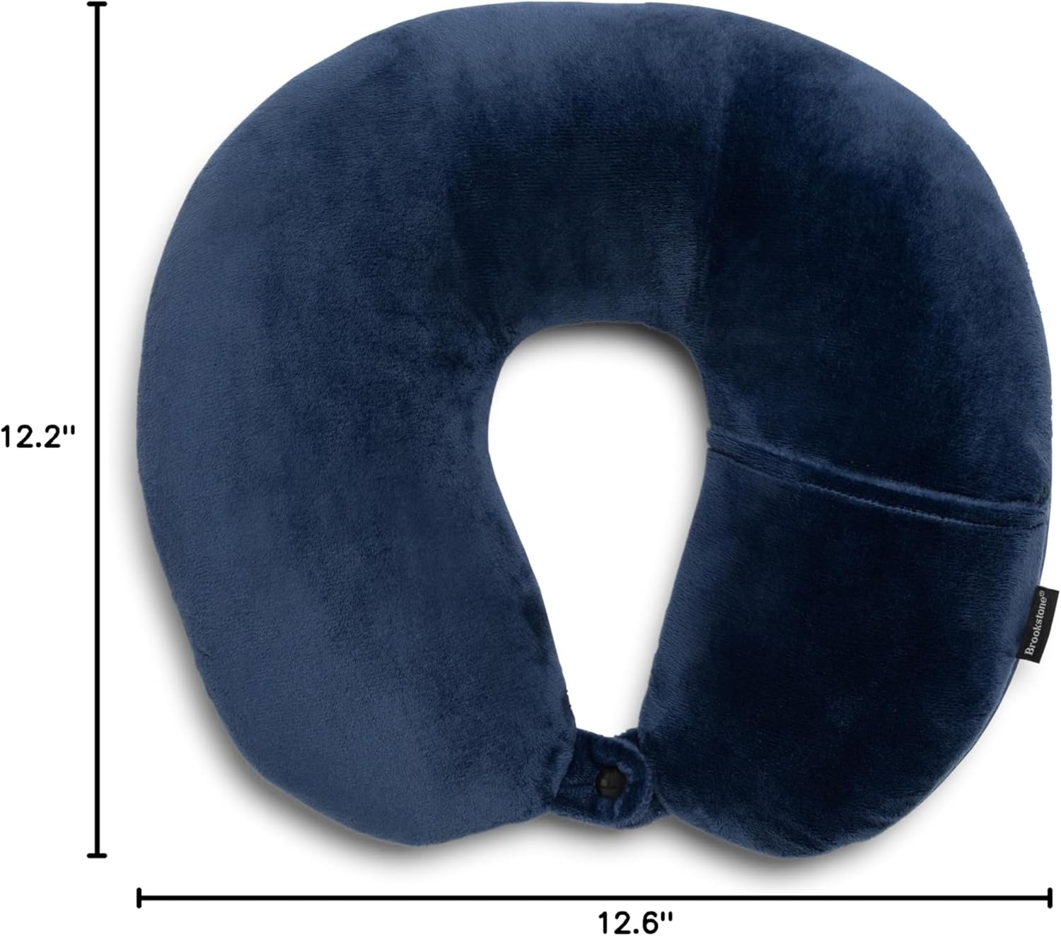 Brookstone Microbead Travel Head and Neck Pillow Lightweight and Plush with Phone or Headphone Pocket, Blue - Image 9