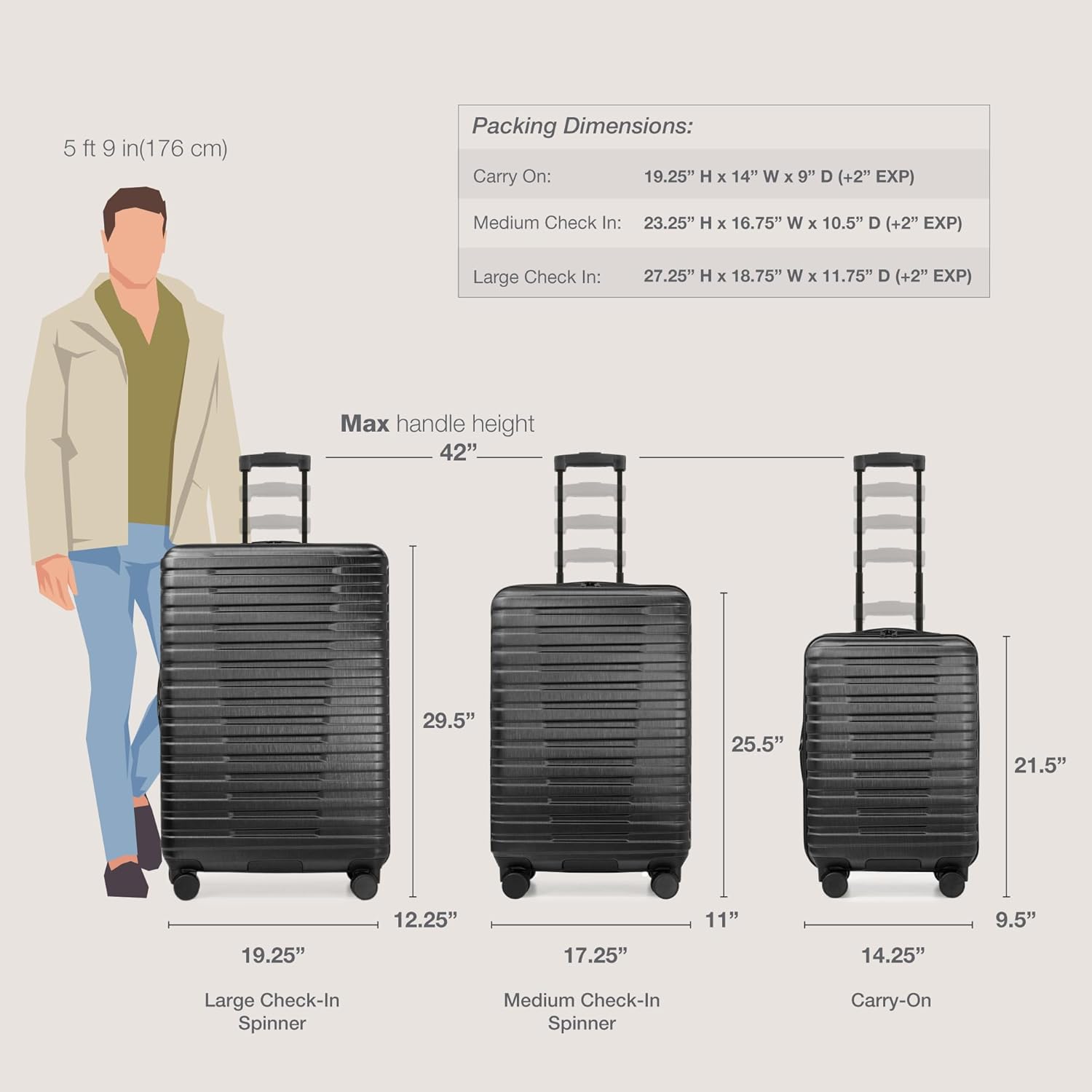 U.S. Traveler Boren Polycarbonate Hardside Rugged Travel Suitcase Luggage with 8 Spinner Wheels, Aluminum Handle, Black, Checked-Large 30-Inch - Image 8