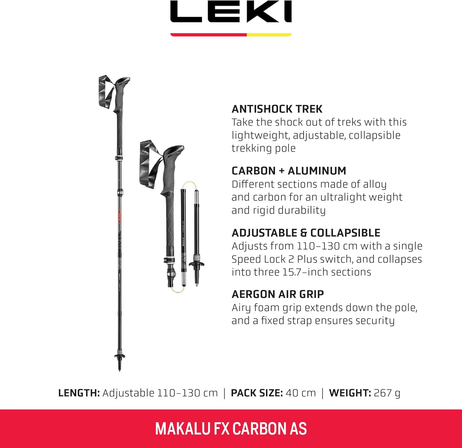 LEKI Makalu FX Carbon AS Trekking Poles - Foldable Collapsible Lightweight Walking Poles for Hiking - Image 3