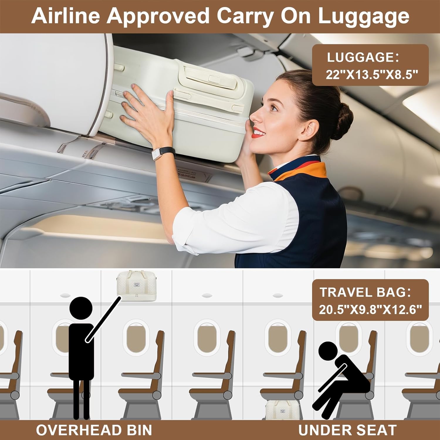 Luggage Sets for Women Men 4 Piece - Carry on Hardside Suitcase 20inch with USB Port, 360° Spinner Wheels, Duffel Bag, Cup Holder, Lightweight Luggage Set for Travel Vacation - Image 6