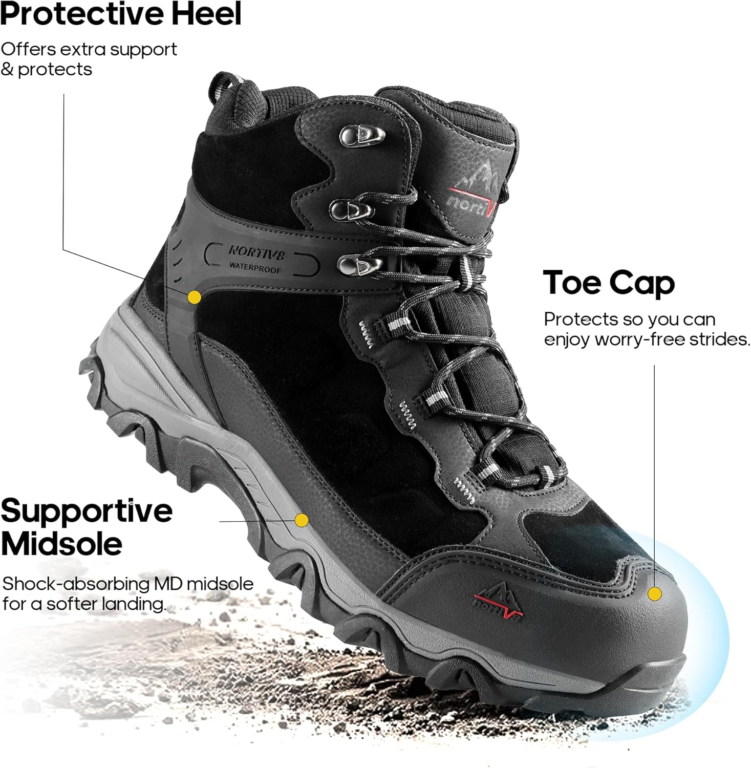 NORTIV 8 Men's Waterproof Hiking Boots Outdoor Mid Trekking Lightweight Mountaineering Shoes Paladin - Image 8