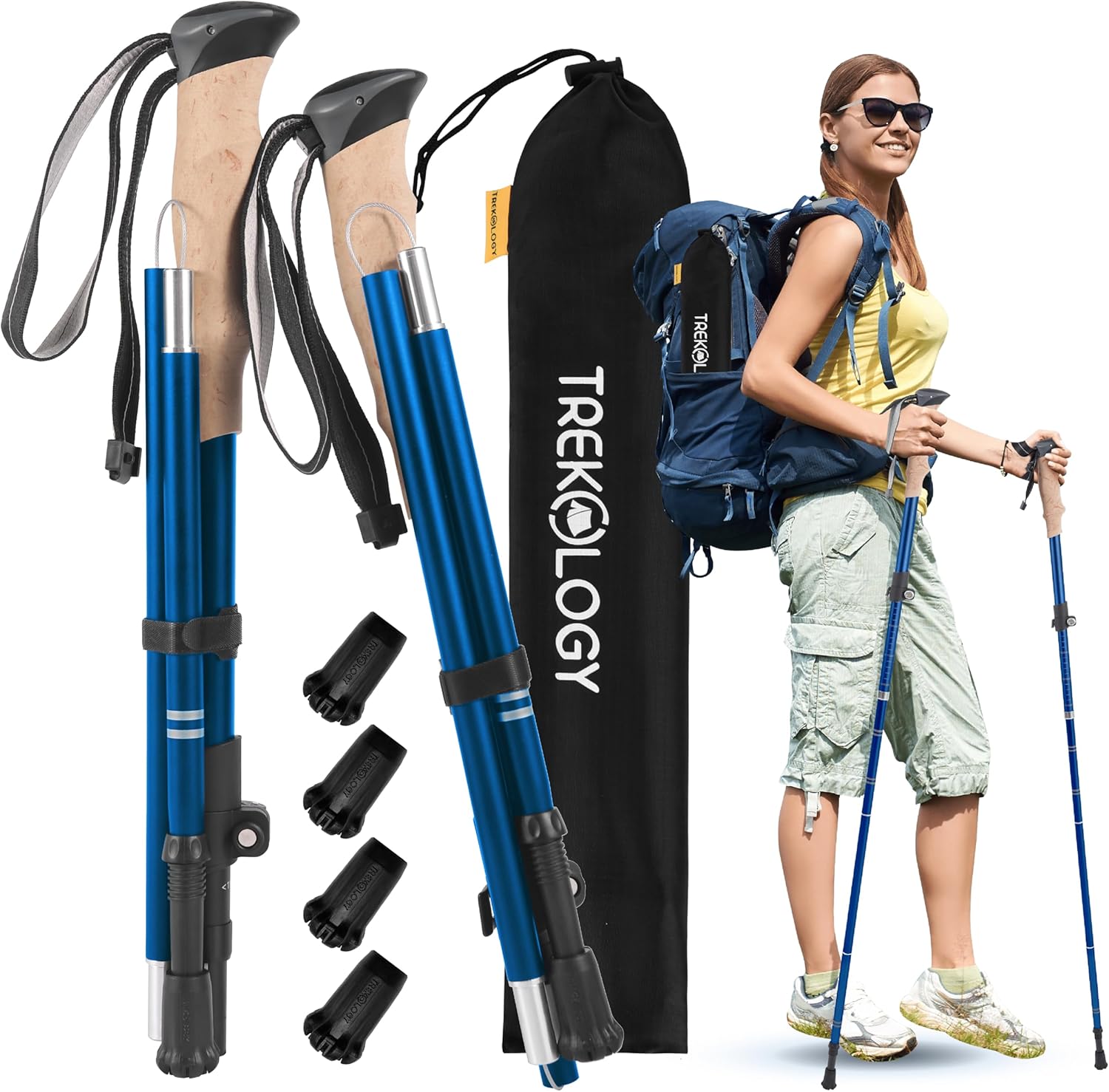TREKOLOGY Trekking Poles – Lightweight, Adjustable Hiking Sticks for Men & Women – Durable Aluminum, Compact & Foldable with Comfortable Grip – Perfect for Hiking, Walking & Seniors, TREKZ XE - Image 9