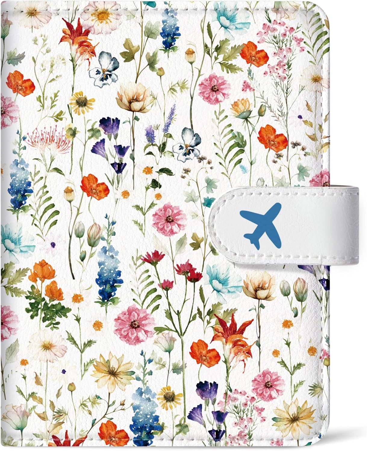 Passport Holder for Travel Essentials, RFID Blocking Leather Cover Wallet with Magnetic Closure, Aesthetic & Cute Passport Book Case for Women and Men - Wildflower - Image 2