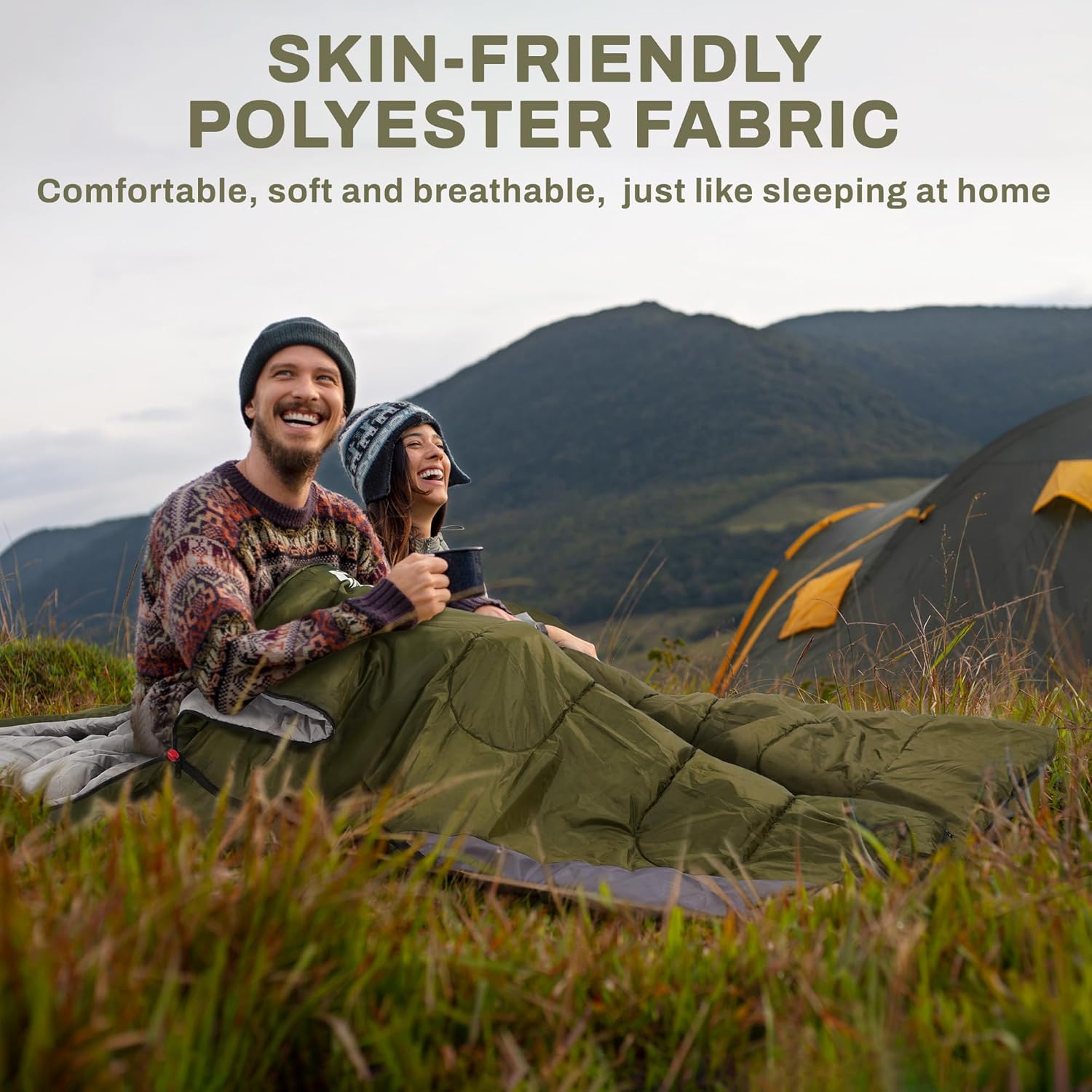 Elevon Sleeping Bag for Adults Teens Kids Cold Warm Weather, Portable Waterproof & Lightweight, Compact with Compression Sack, for 3-4 Seasons Camping, Backpacking, Hiking, Travel, Indoors Outdoors - Image 6