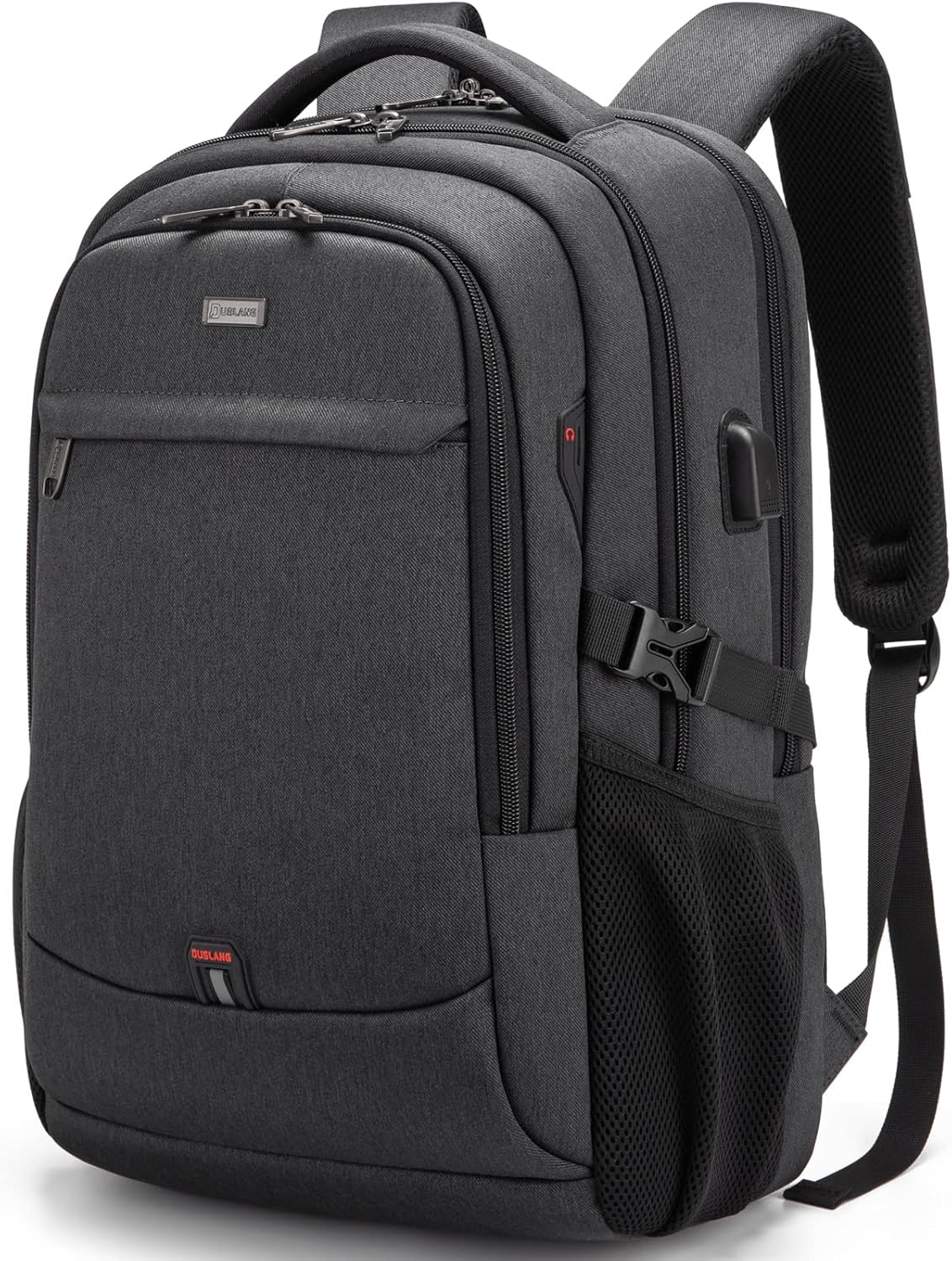 DUSLANG 17 Inch Laptop Backpack for Travel Water Resistant College Backpack for Men/Women Laptop Bag with USB Charging Port,Black - Image 2