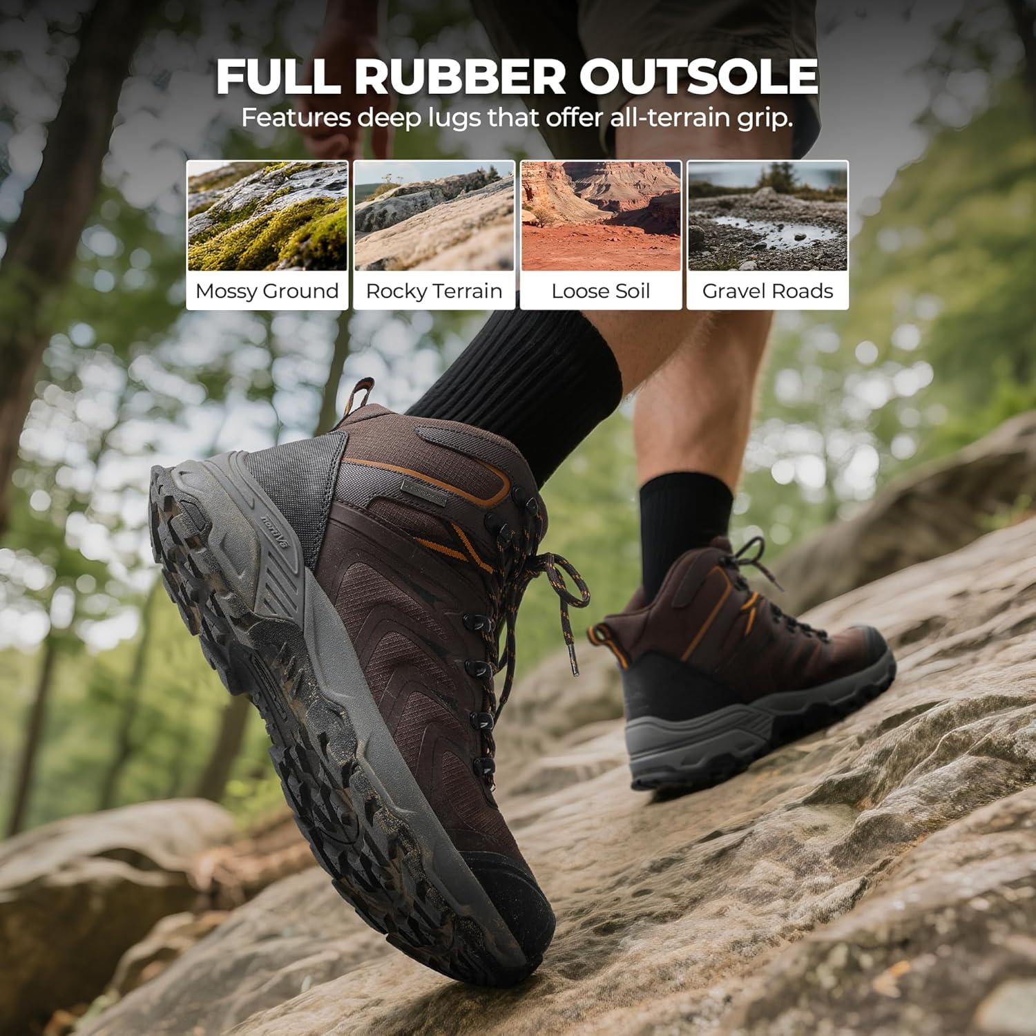 NORTIV 8 Men's Waterproof PRO Hiking Boots Outdoor Lightweight Non-Slip Arch Support Trekking Camping Ankle Boots Armadillo Update - Image 5