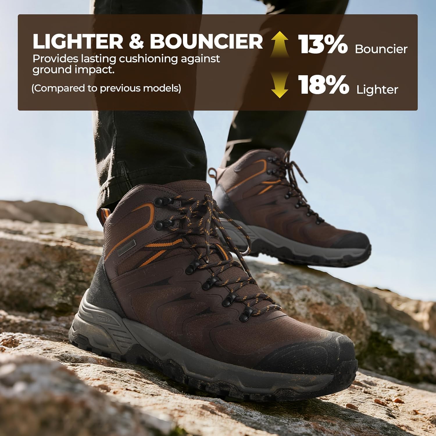 NORTIV 8 Men's Waterproof PRO Hiking Boots Outdoor Lightweight Non-Slip Arch Support Trekking Camping Ankle Boots Armadillo Update - Image 6