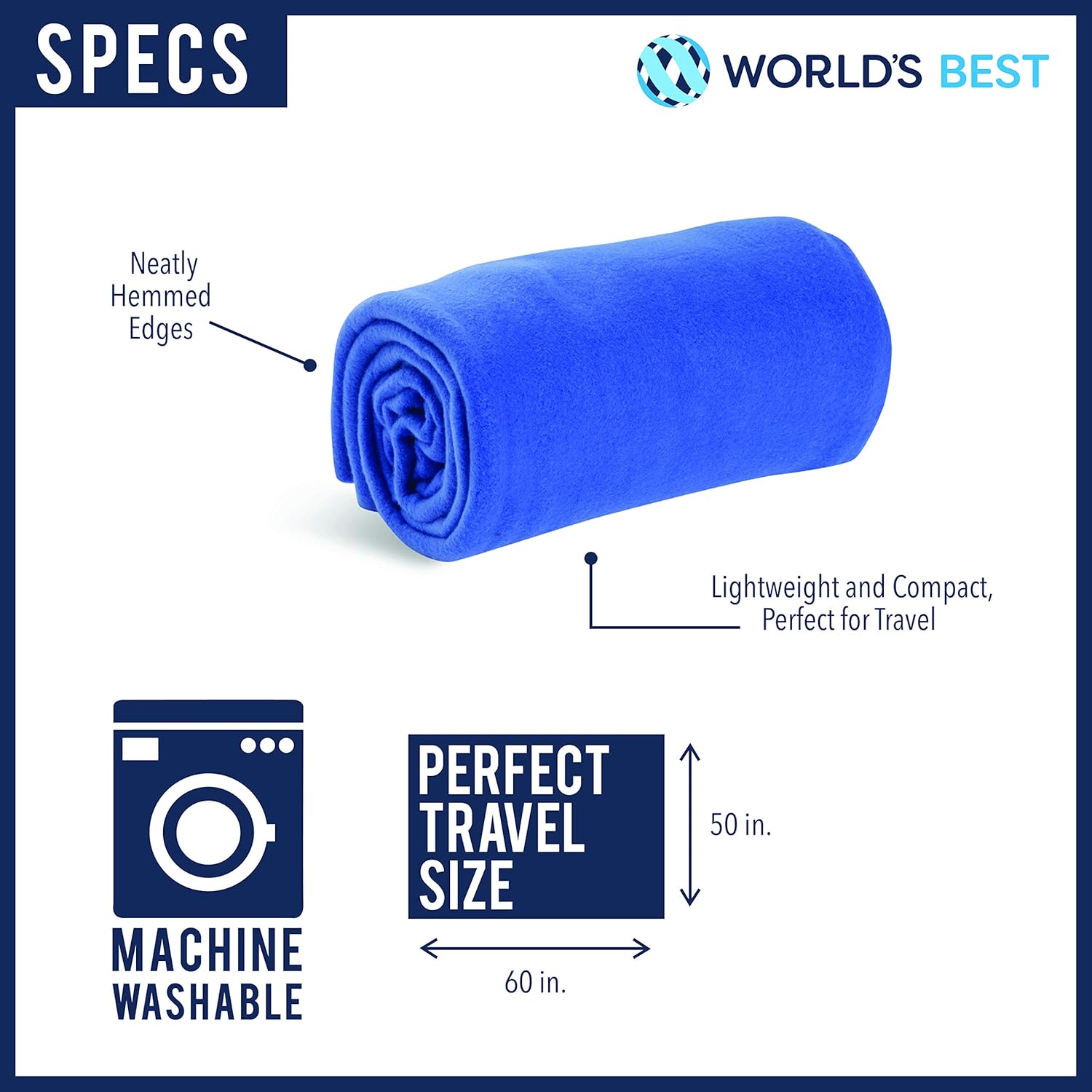 Cozy-Soft Microfleece Travel Blanket, 50x60 Inch, Lightweight, Compact, Perfect for Airplane and Car, Royal Blue - Image 7