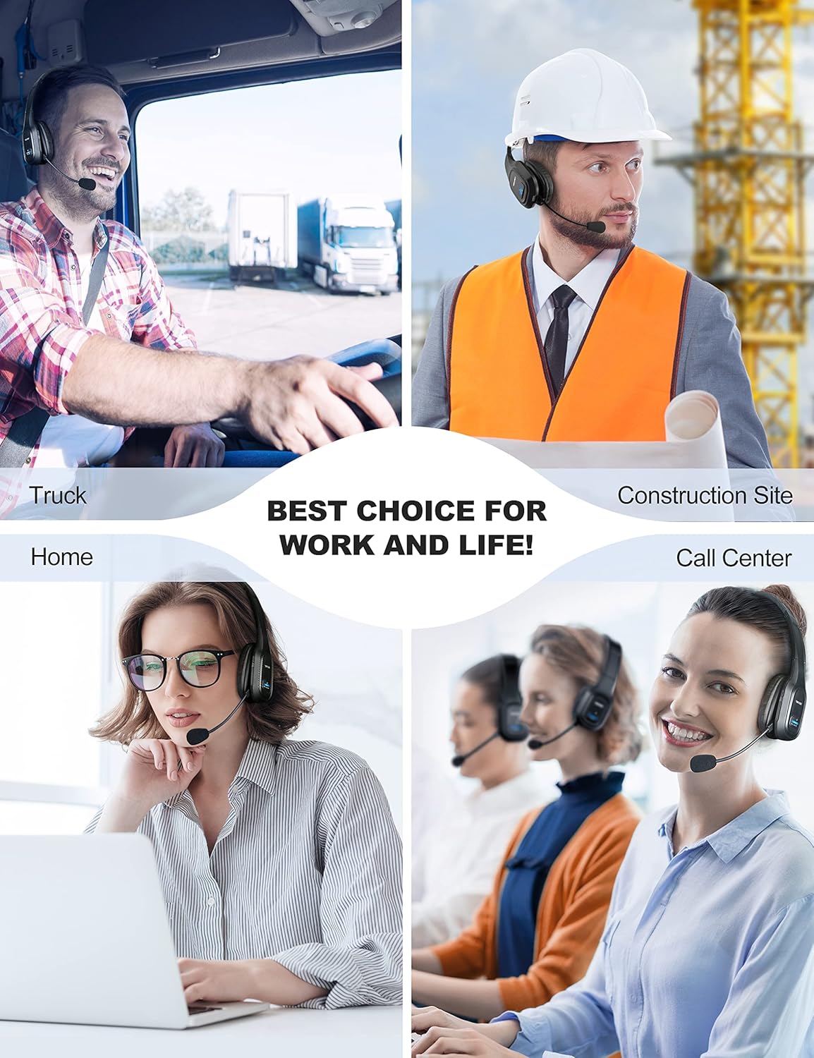 TECKNET Trucker Bluetooth Headphones with Microphone Noise Canceling Wireless On Ear Headset, Hands Free Wireless Headset for Cell Phone Computer Office Home Call Center Skype (Black) - Image 8